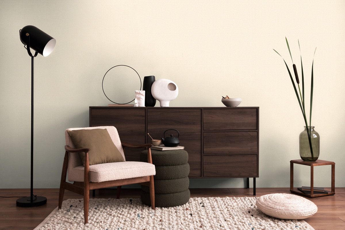 Papier peint Uni Paillette Métallisé blanc ivoire doré - Cosmoliving d'A.S. Création AMB3 | Réf. AS-790651