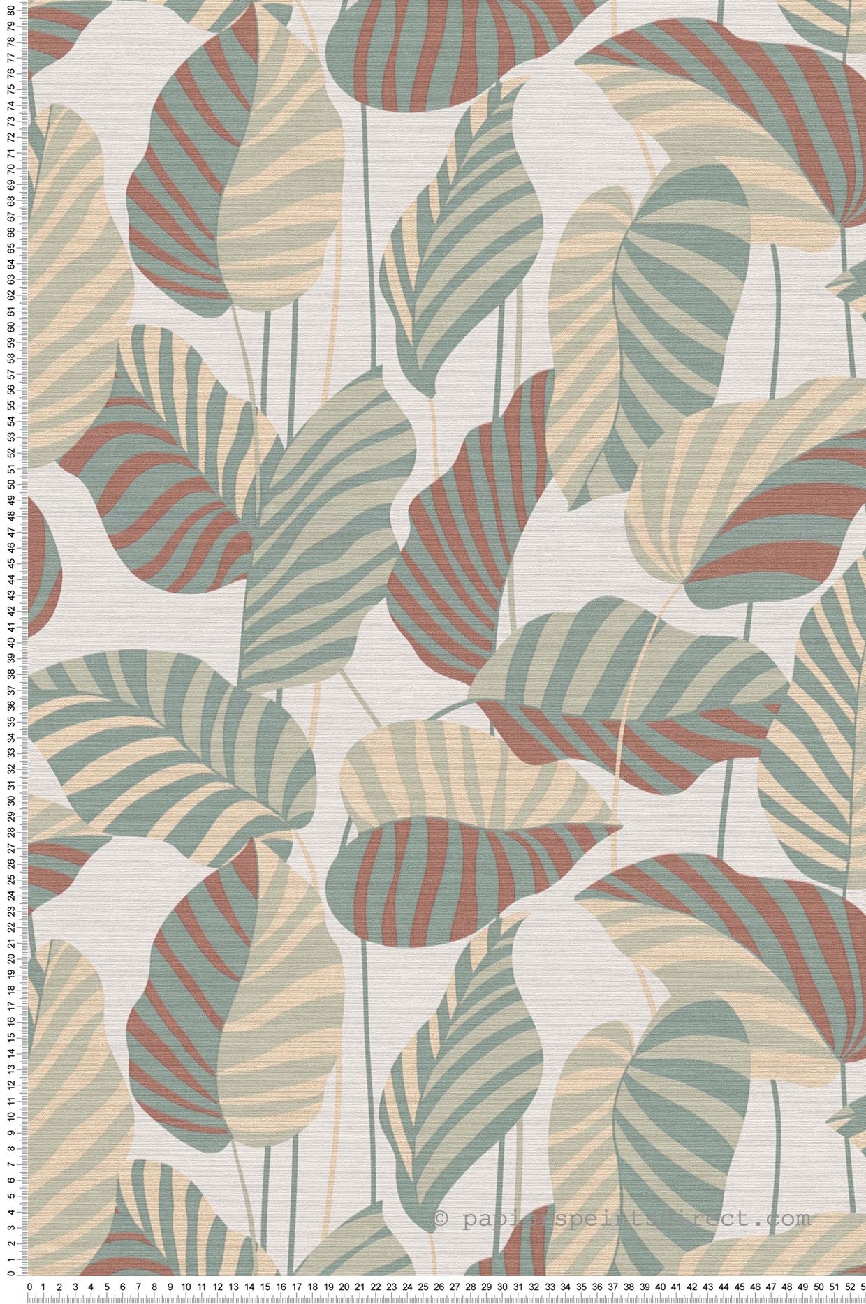 Papier peint Feuille Graphique vert terracotta doré - Antigua d'A.S. Création | Réf. SP15943