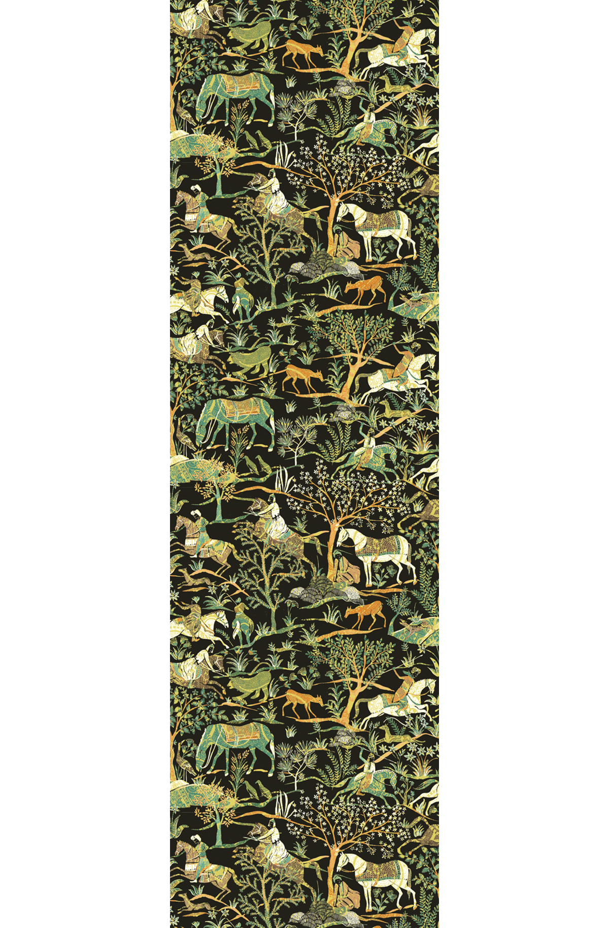 Papier peint panoramique Chevaux Cachemire Marwari vert - B H300 - Summer de Masureel | Réf. MAS-DGSUM1032