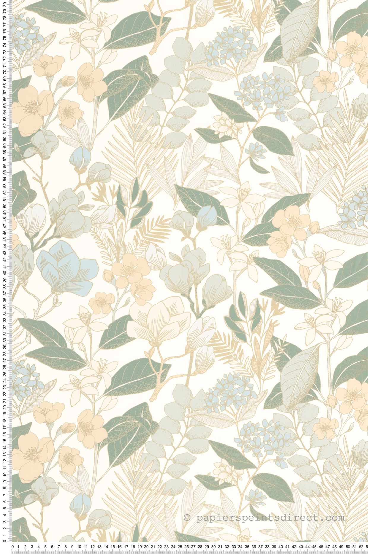 Papier peint Herbier Fleuri May vert sauge - Blue Shades de Casélio | Réf. BLS101857320