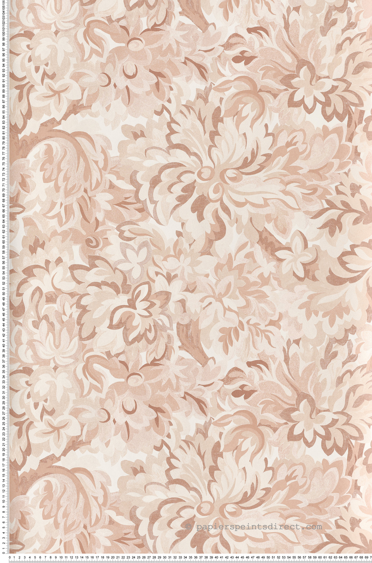 Papier peint Feuillage Graphique Idilia pêche métallisé - Rhapsody de Masureel | Réf. MAS-RHA005