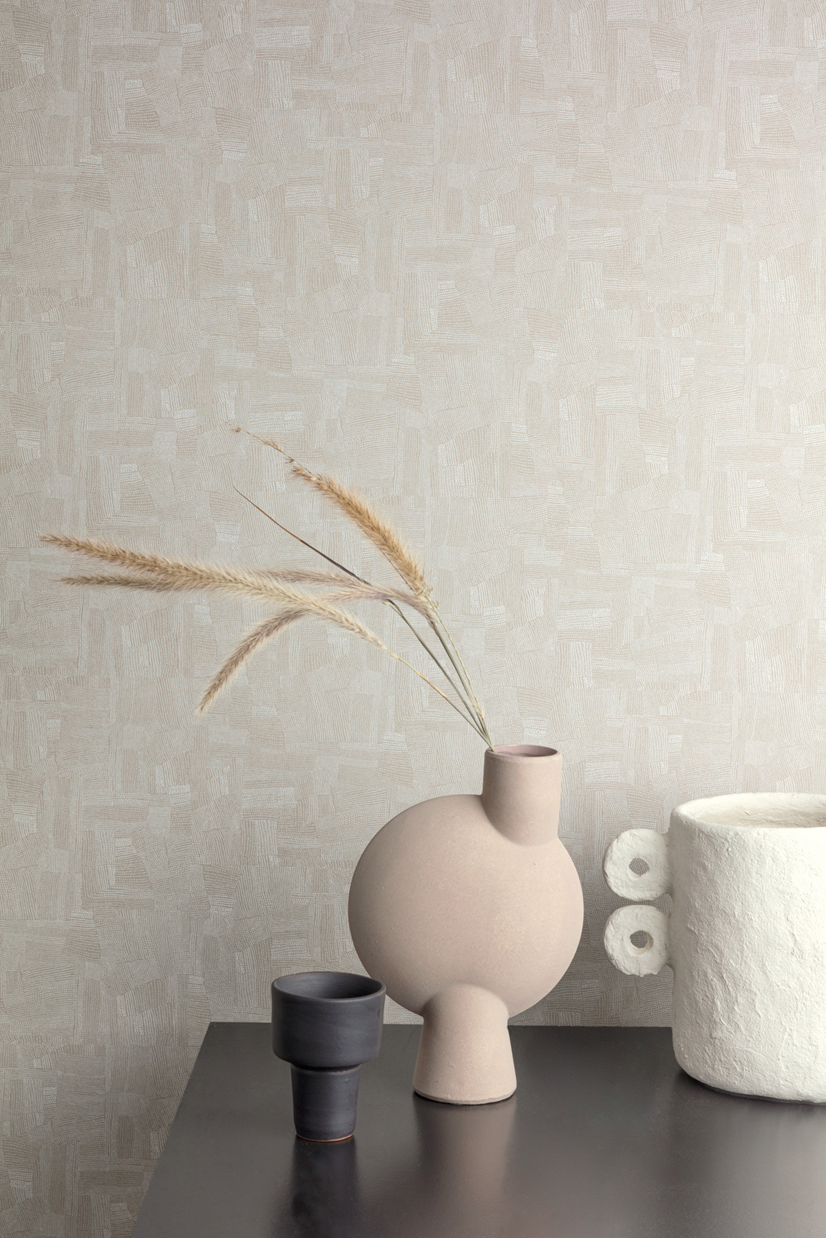 Papier peint Rizière Design Fujita grège - Kimono de Masureel | Réf. MAS-KIM402