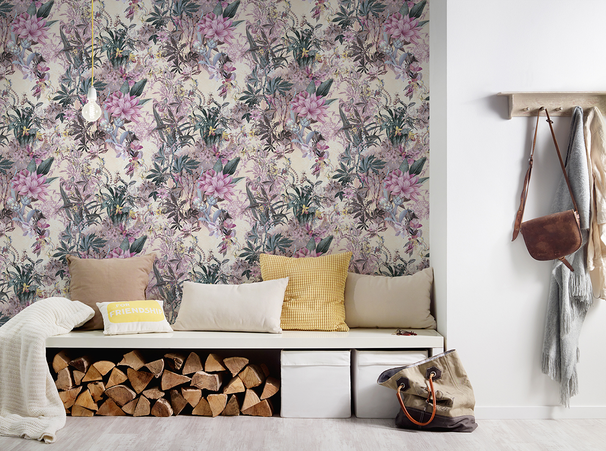 Papier peint Fleur Vintage crème et violet - Dream Flowery de Architects Paper | AMB Réf. 38177-4