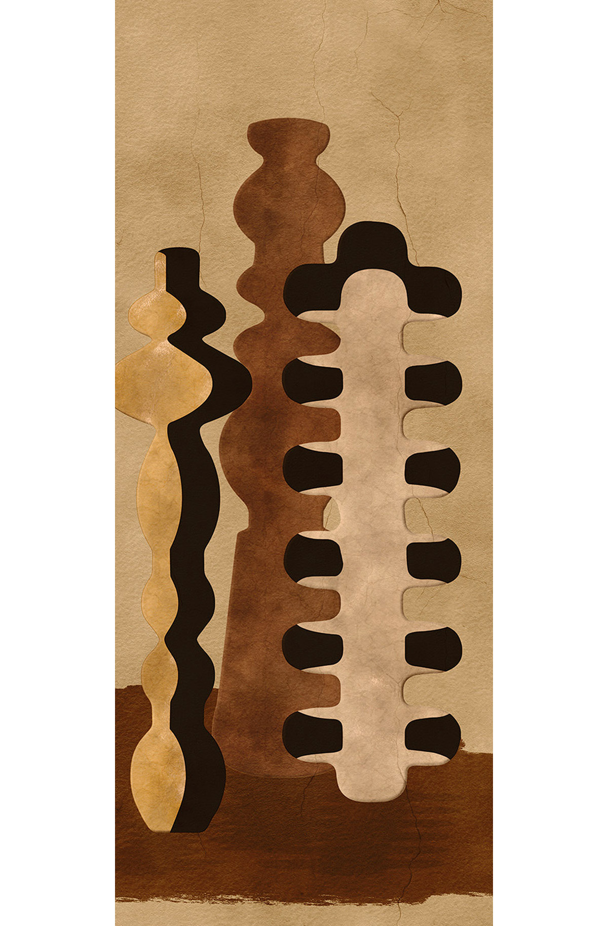 Papier peint panoramique Poterie Design terracotta beige - C H260 - Terra de Masureel | Réf. MAS-DGPOT1013-260