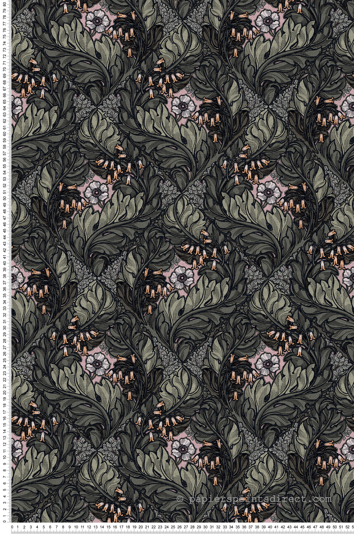 Papier peint Losange Fleuri vert rose - The Wall Llewelyn-Bowen de Lutèce | Réf. LTC-LB25108