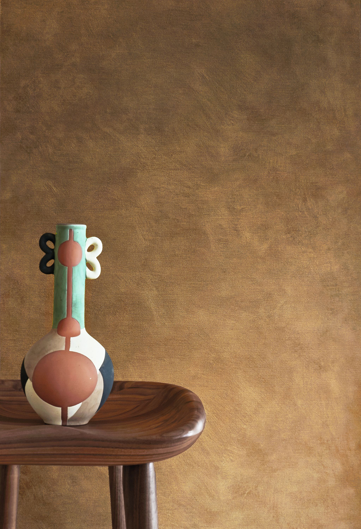 Papier peint Faux Uni Tissage camel - L'Atelier de Casamance | AMB Réf. CAS-75492344