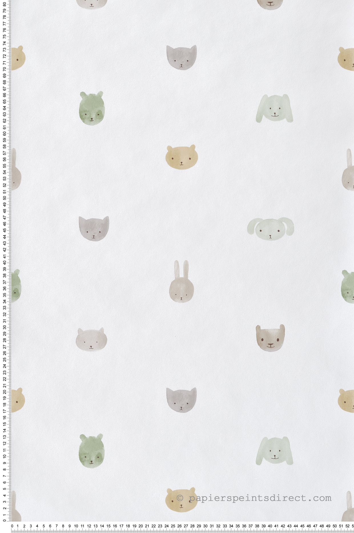 Papier peint Drôles De Frimousses vert beige - Babyland 2 de Lutèce | Réf. LTC-14812