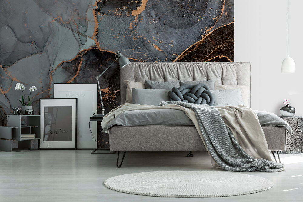 Papier peint panoramique Marbre Noir Or - Wall Love d'A.S. Création | Réf. DD129581