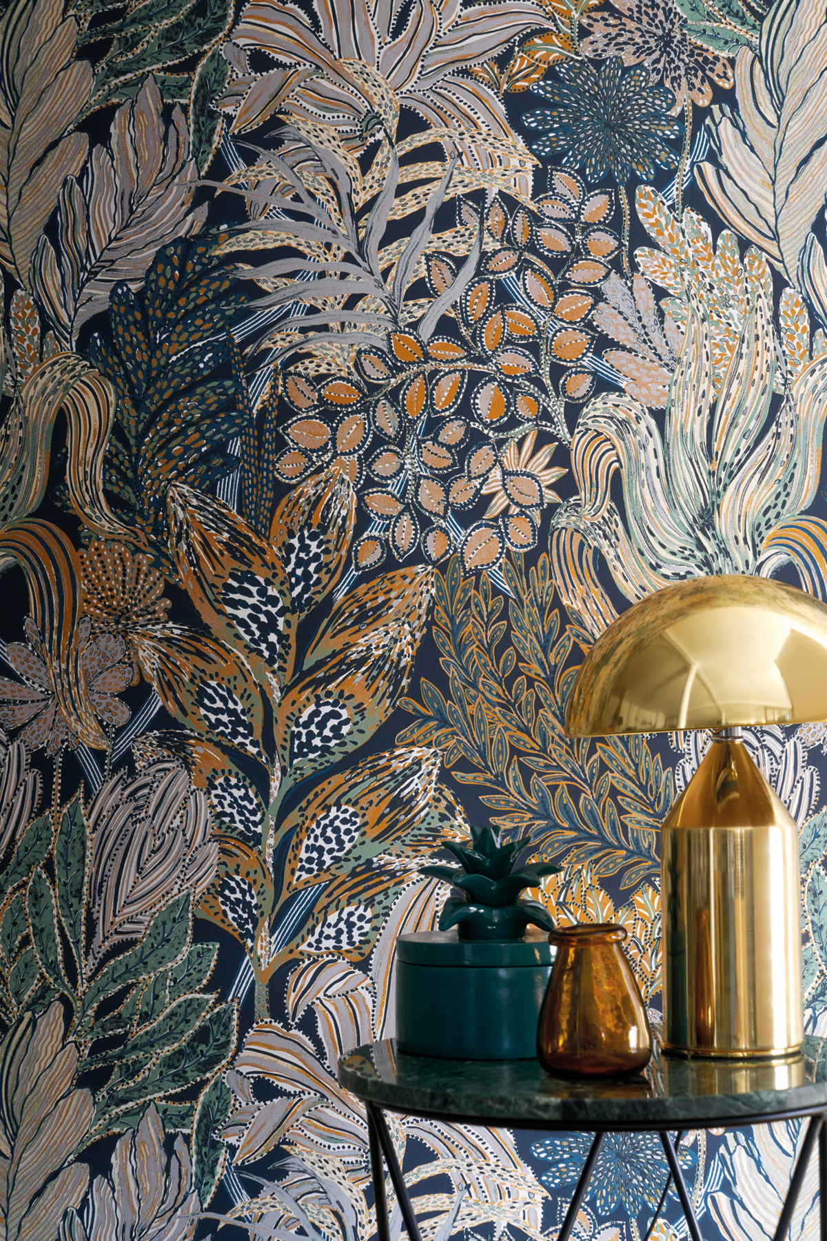 Papier peint jungle Borromee bleu - Blossom de Casamance AMB3 | Réf. CAS-74320324