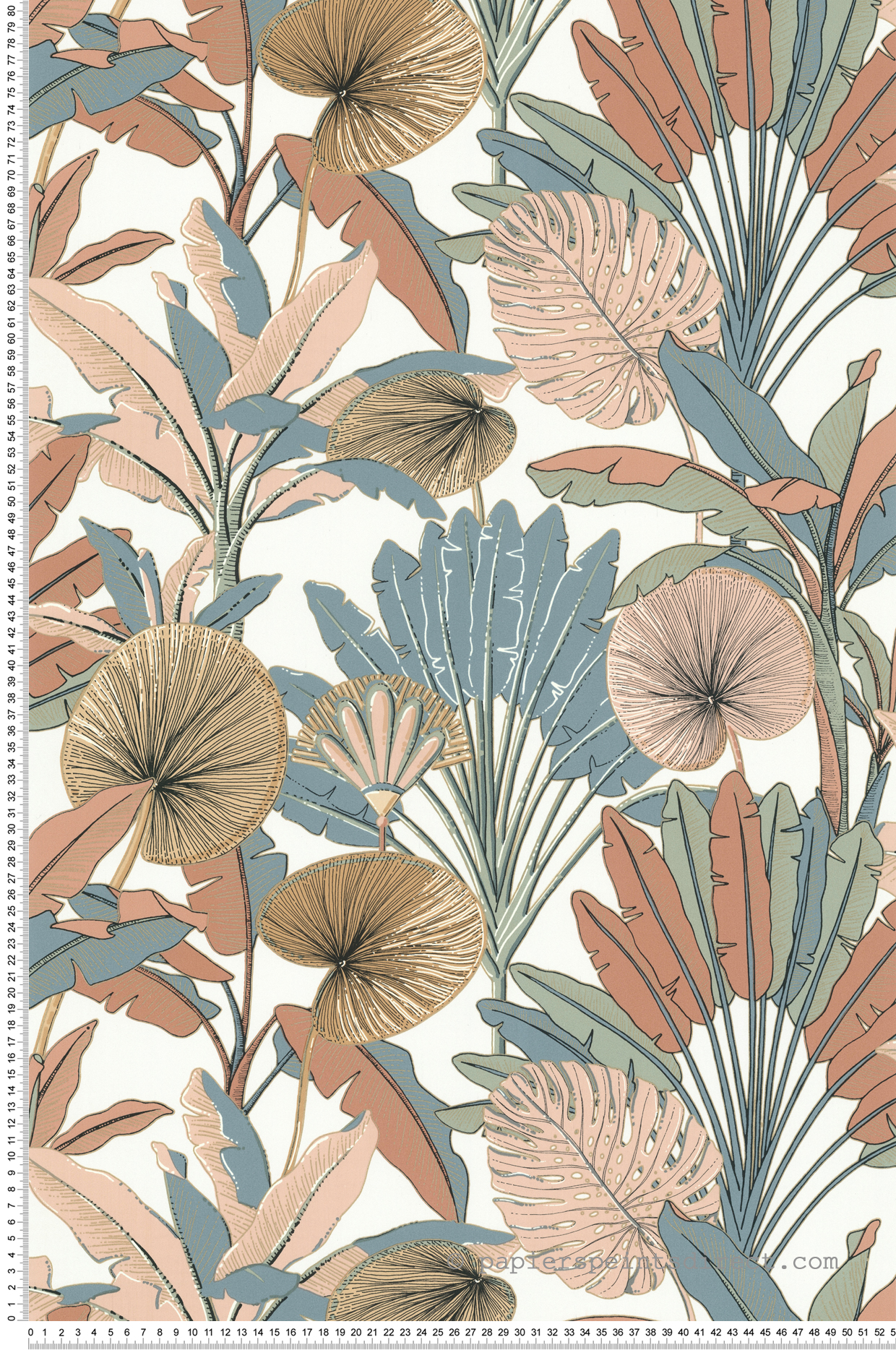 Papier peint Feuille Nénuphar Bananier vert céladon terracotta beige - Séjours & Chambres de Lutèce | Réf. LTC-11221004