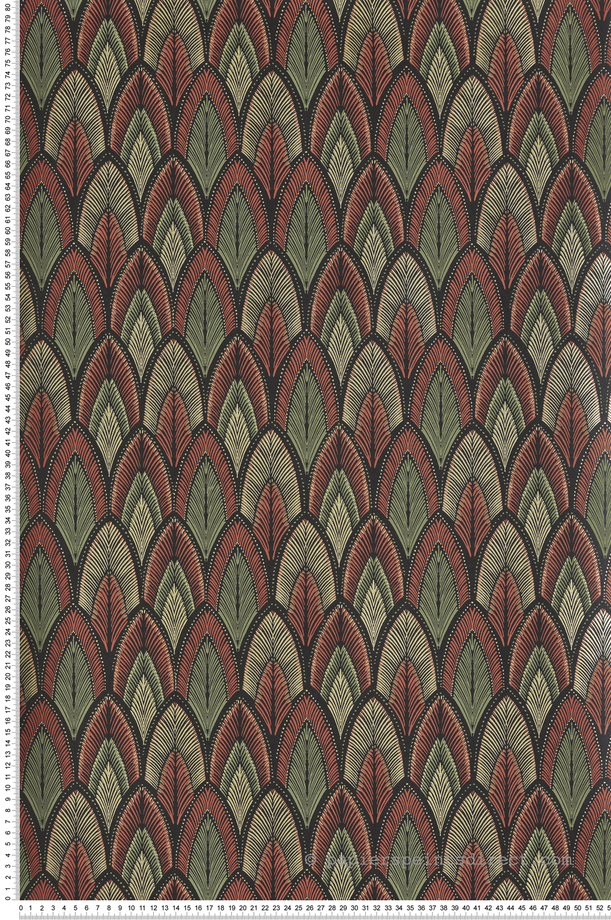 Papier peint Feuille Art Déco Dabu terracotta doré - Summer de Masureel | Réf. MAS-SUM405