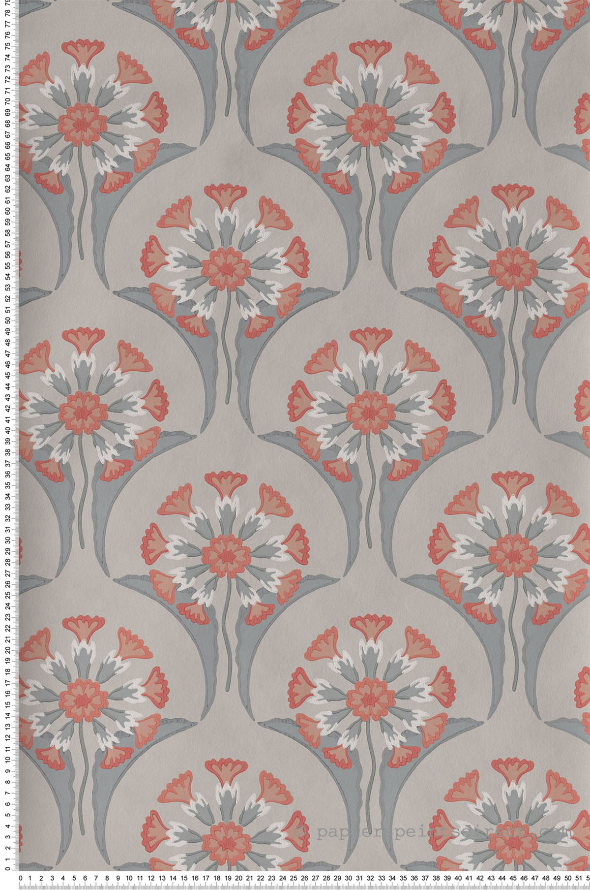 Papier peint fleuri Hencroft Bone China - National Trust Papers de Little Greene | Réf. 0245HEBONEC