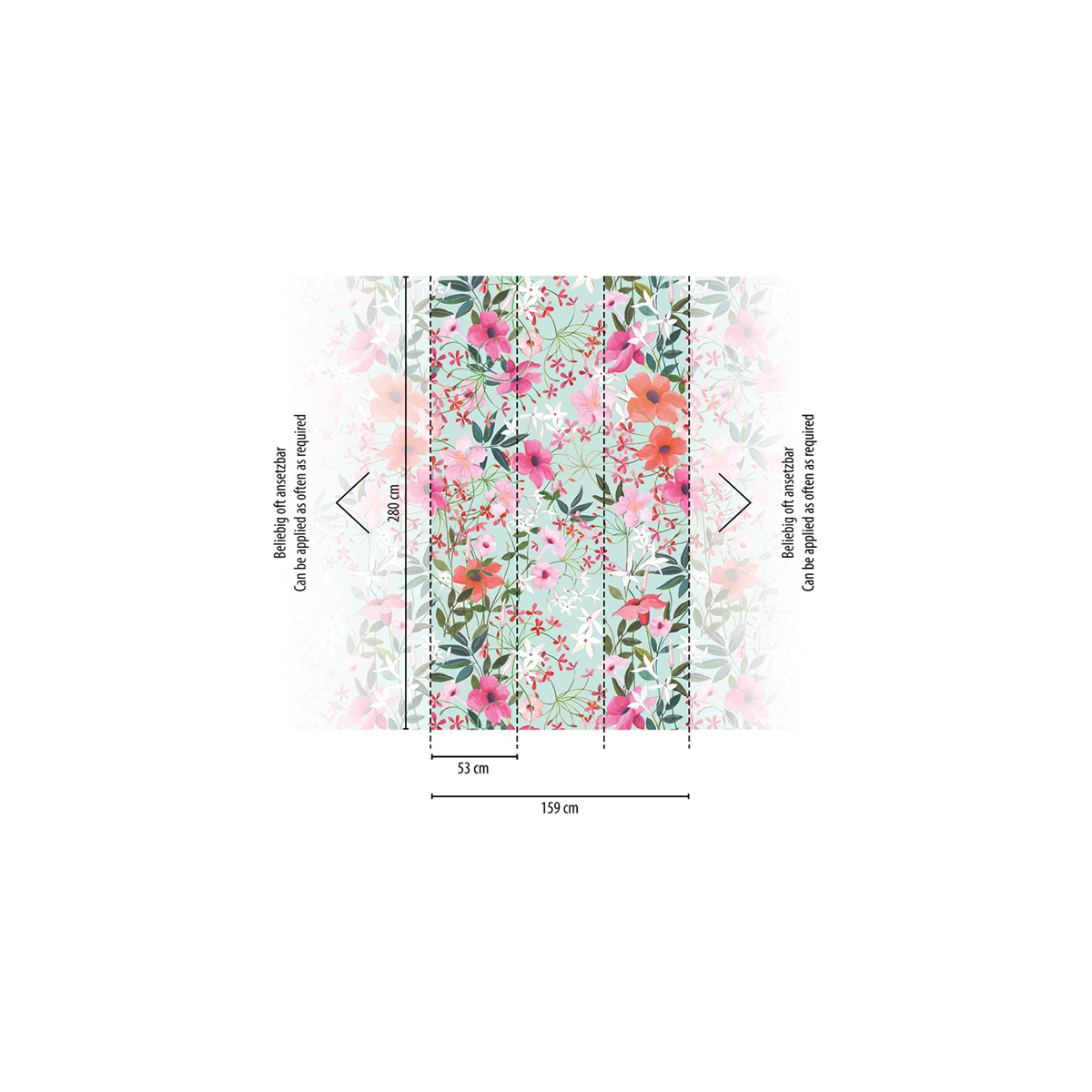 Papier peint panoramique Fleuri Coloré rose orange - The Wall 2 d'A.S. Création | Réf. AS-391951