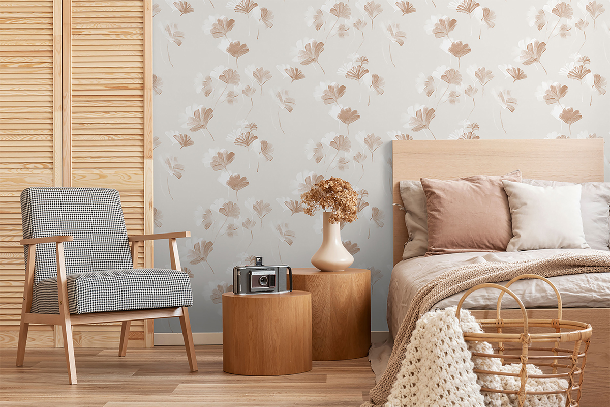 Papier peint Feuilles Ginkgo Craie terracotta - Poésie de Lutèce | Réf. LTC-51253810