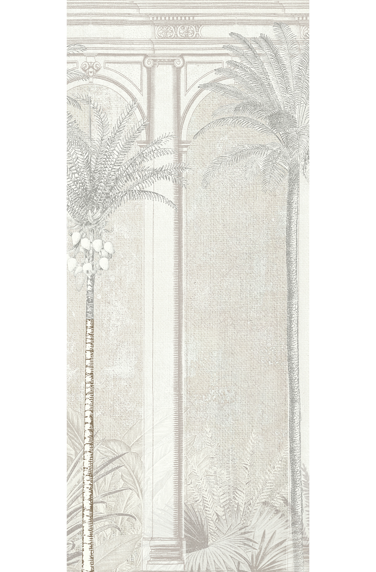 Papier peint panoramique Arcade Palmier Habana grège - C H300 - Havana de Masureel | Réf. MAS-DGHAV1013