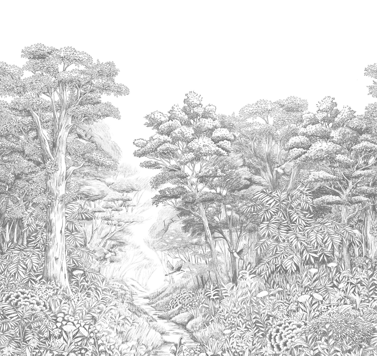 Papier peint panoramique Paysage Nature Inaya noir blanc 265 X 250 - Kitchen Box de Casélio | Réf. KBO106919037