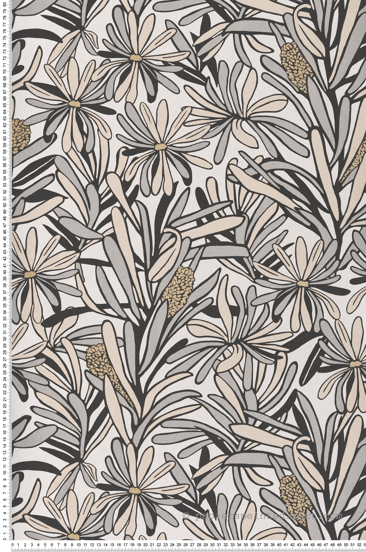 Papier peint Fleur Feuillage beige gris - Merida de Montecolino | Réf. MC-BA26070