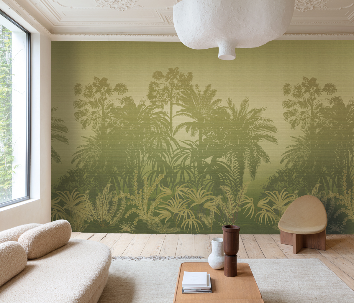 Papier peint panoramique Jungle Awarra vert - A, B et C H260 - Amazone de Masureel | Réf. MAS-DGZON102X-260