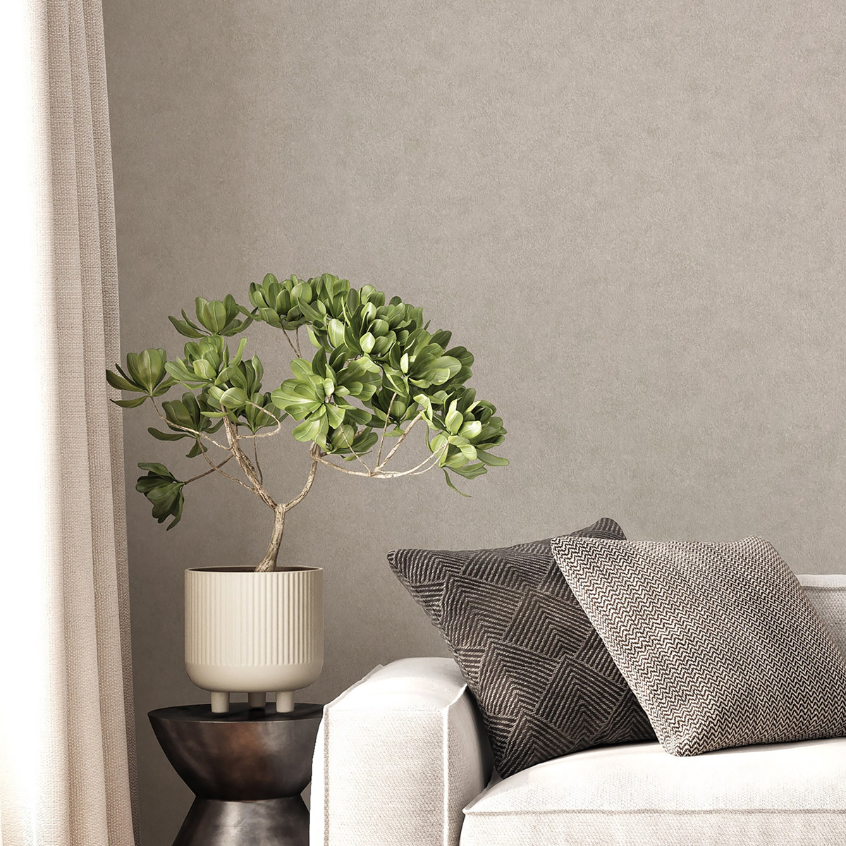 Papier peint Uni Texturé Heritage taupe - Beaux Arts de Lutèce | Réf. LTC-M1839