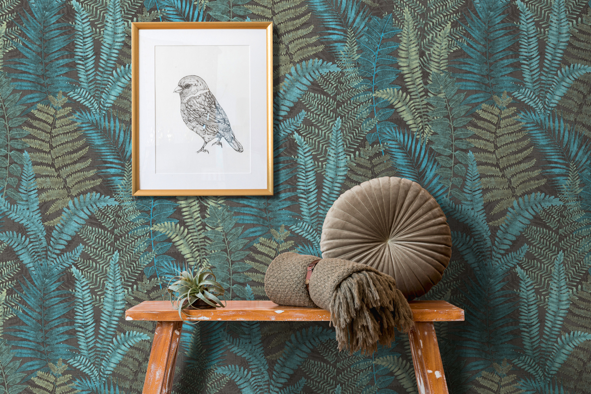 Papier peint Fougère Athyrium bleu noir - Famous Garden d'A.S. Création | Réf. AS-393473