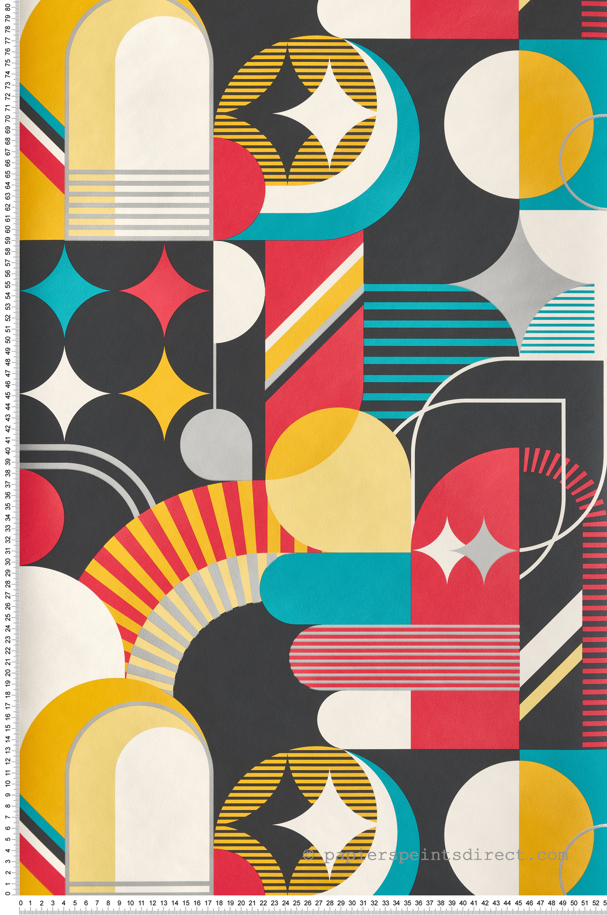 Papier peint Géométrique Vintage jaune et argenté - Pop d'Ugépa | Réf. UGP-M47402