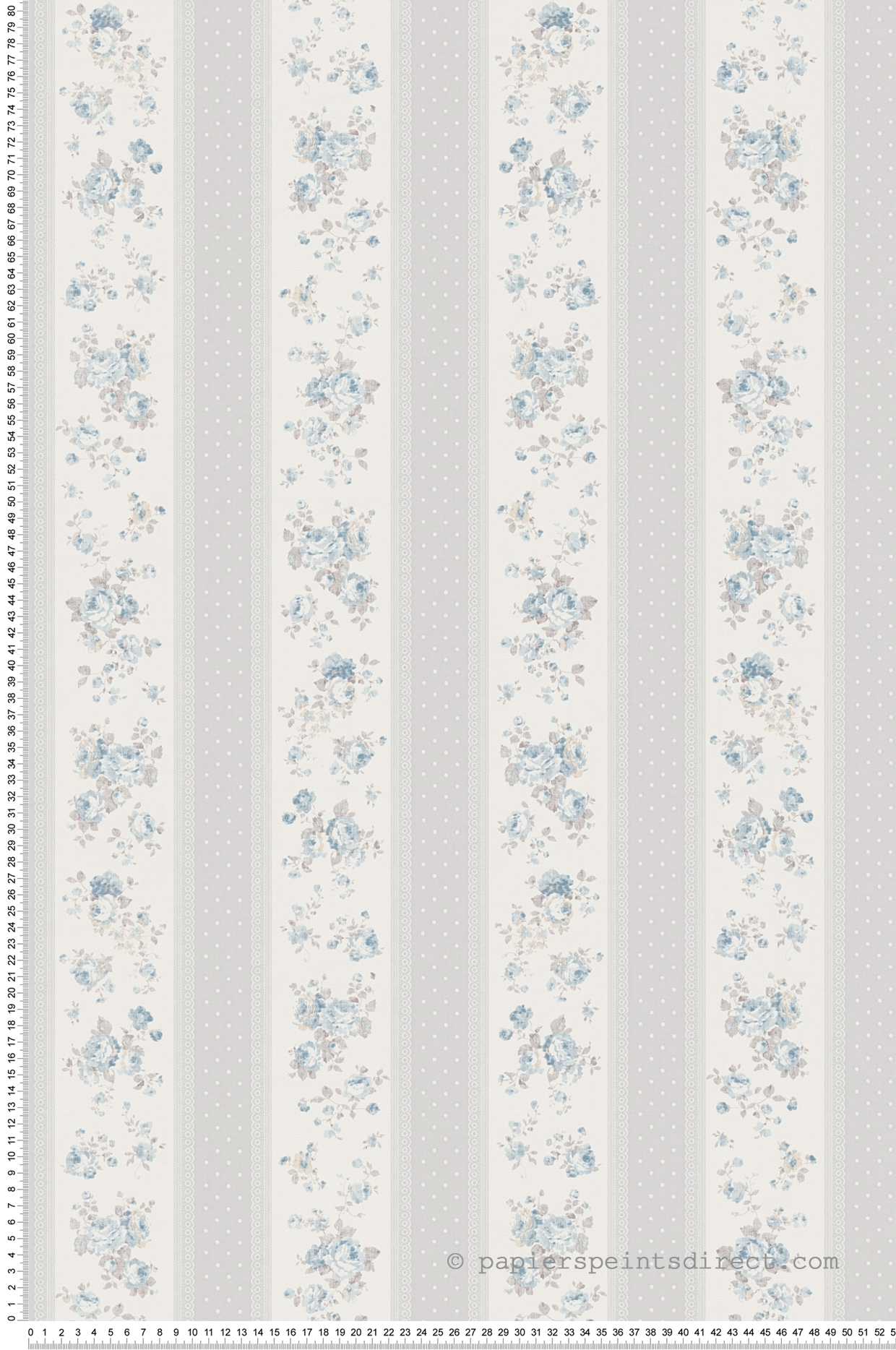 Papier peint Rayure Pois Florale gris bleu - Maison Charme d'A.S. Création | Réf. AS-390693