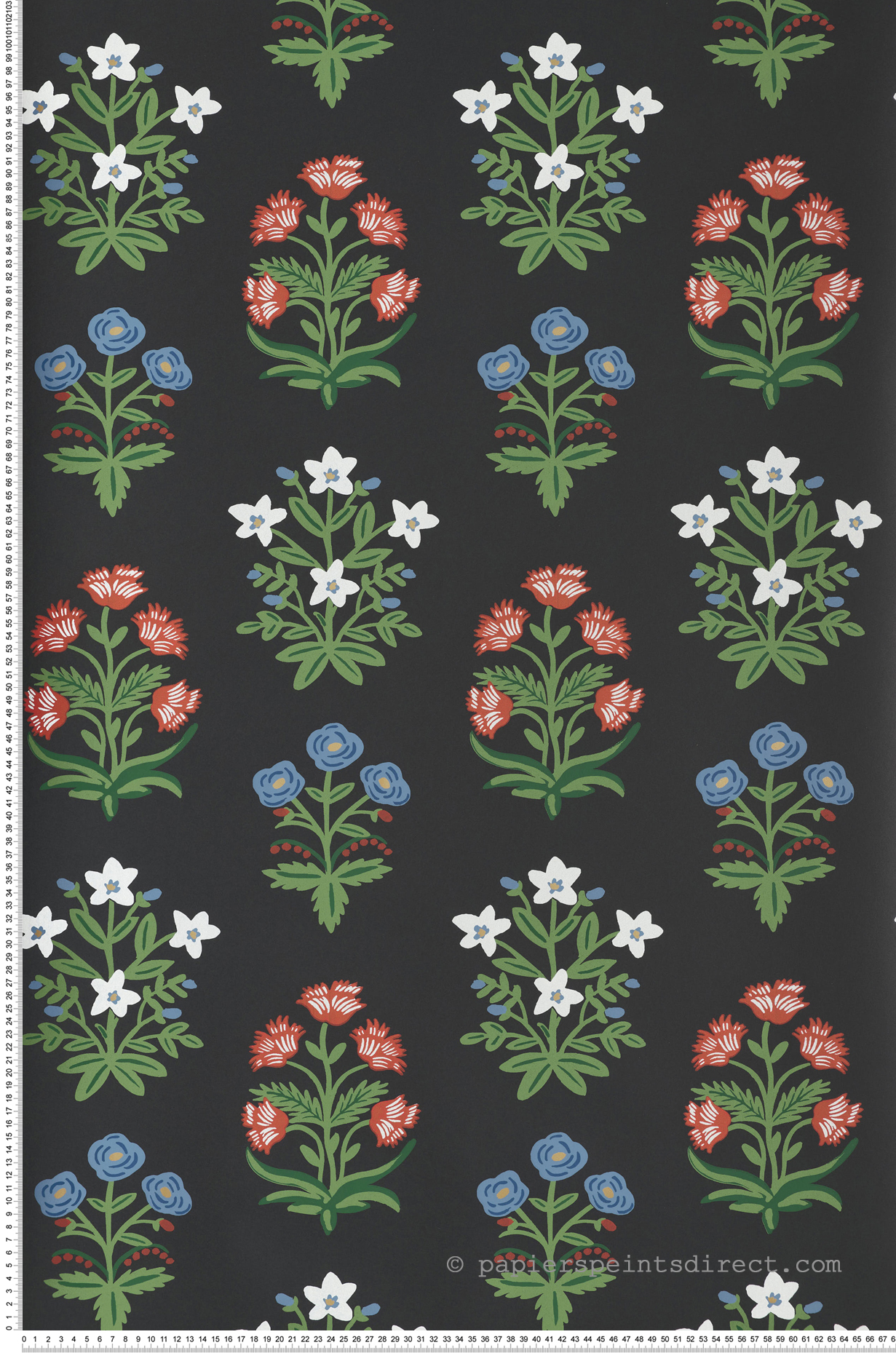Papier peint Bouquet Fleuri noir doré - Rifle Paper Co. 2 de York (Initiales) | Réf. INI-RP7348