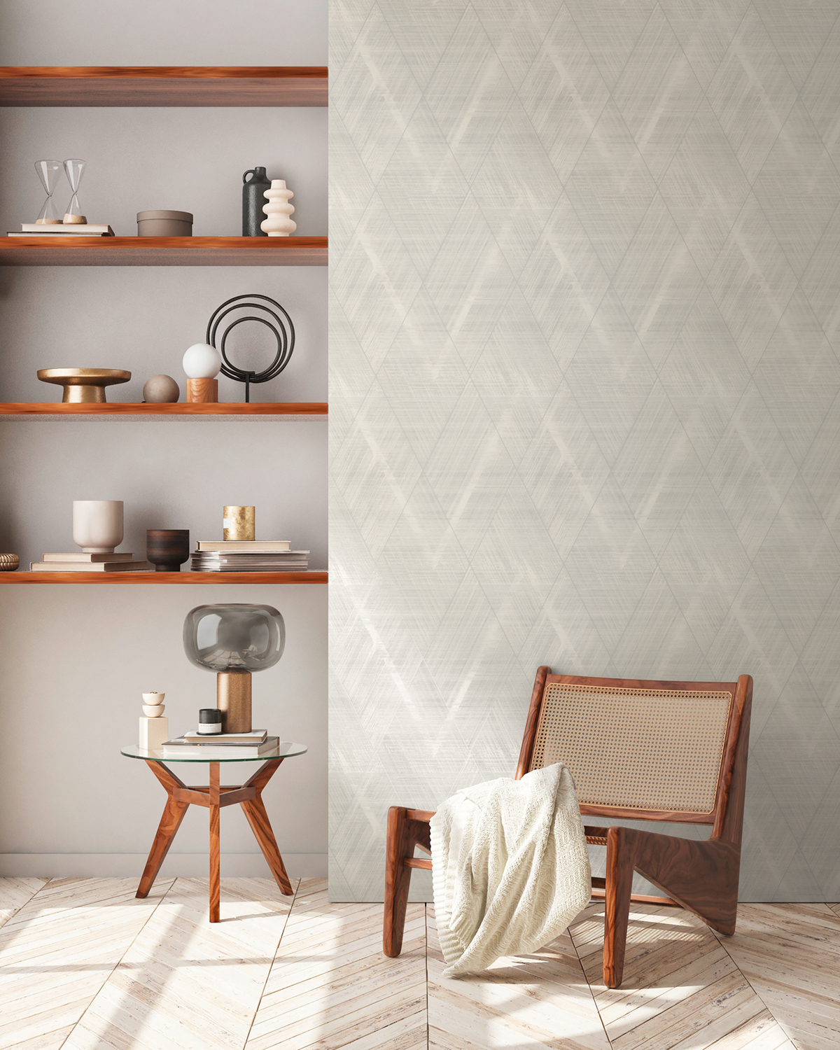 Papier peint Losange Géo Textile gris clair - The BOS d'A.S. Création | Réf. AS-388243