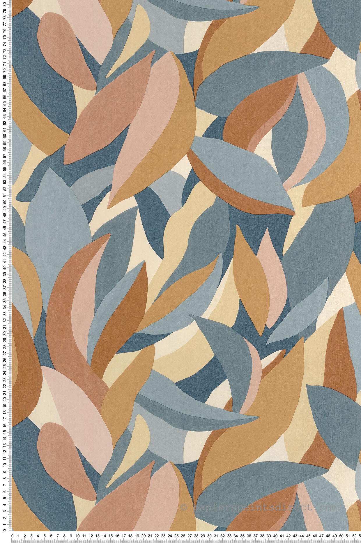 Papier peint Feuillage Graphique Ephyra bleu camel - Elea de Casélio | Réf. ELEA107356023
