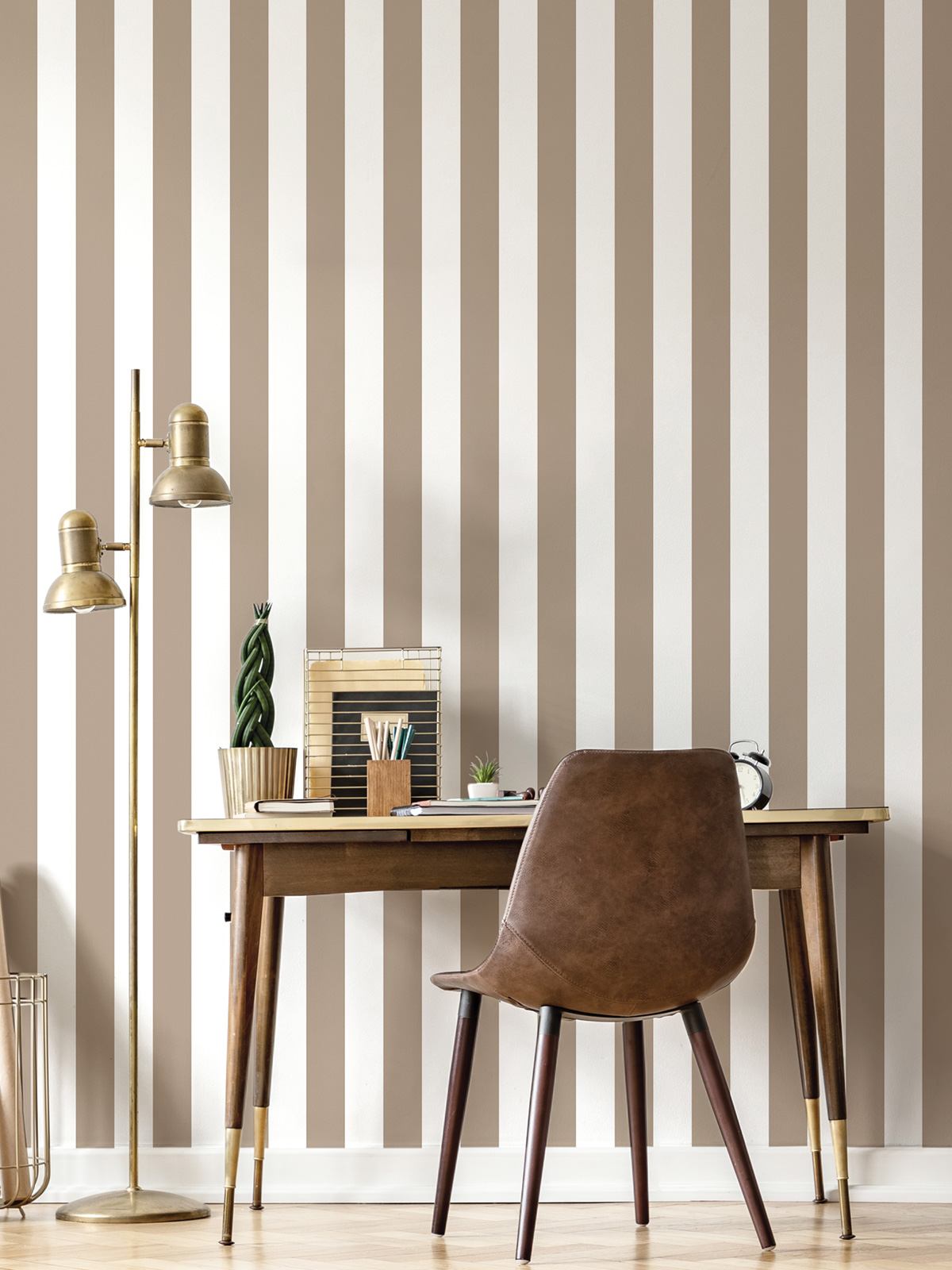 Papier peint Rayures Élégantes taupe - Stripes & Checks de Montecolino | Réf. MC-ST38448