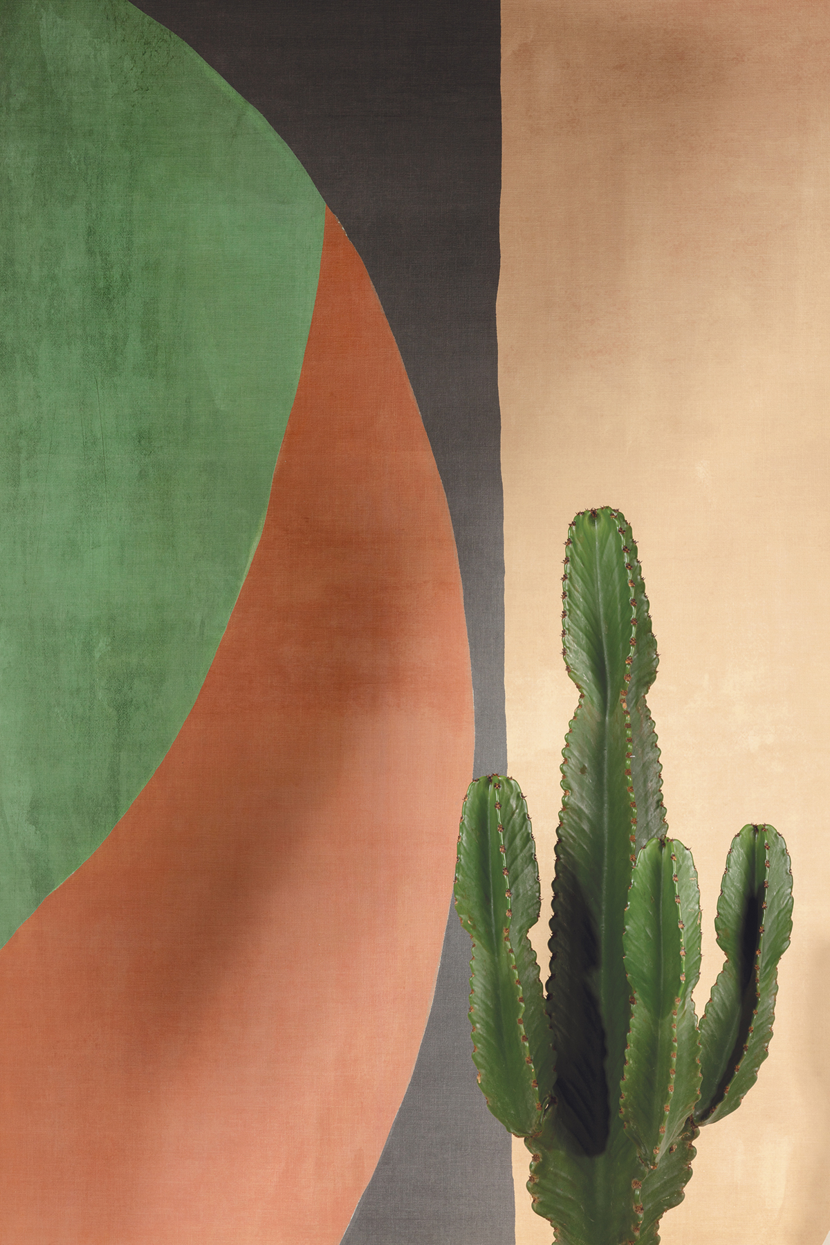 Papier peint panoramique Fresque Arrondie Luana vert - A H260 - Amani de Masureel | Réf. MAS-DGAMA3021-260