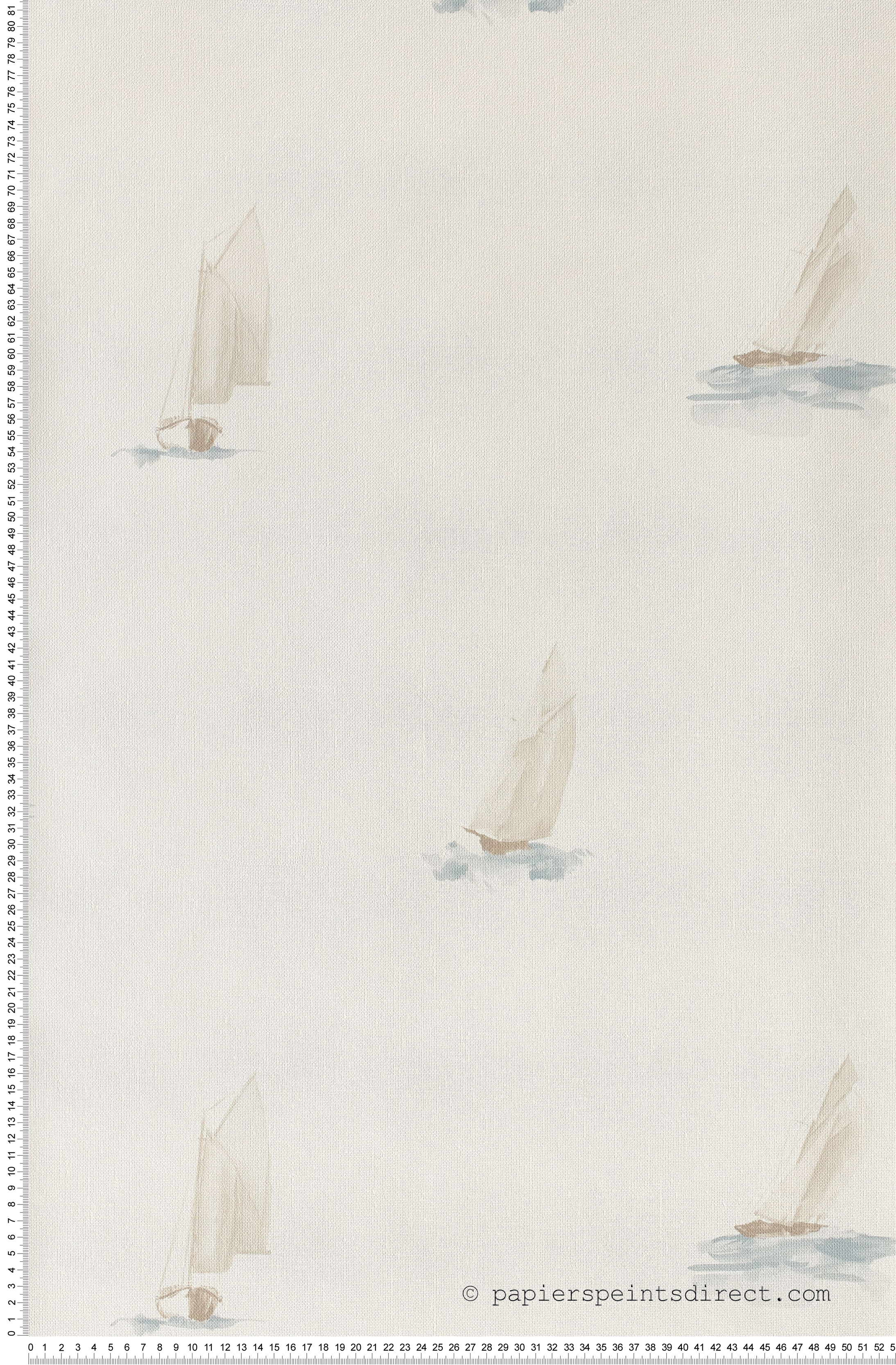 Voilier aquarelle bleu turquoise - Papier peint Marina de Casadéco