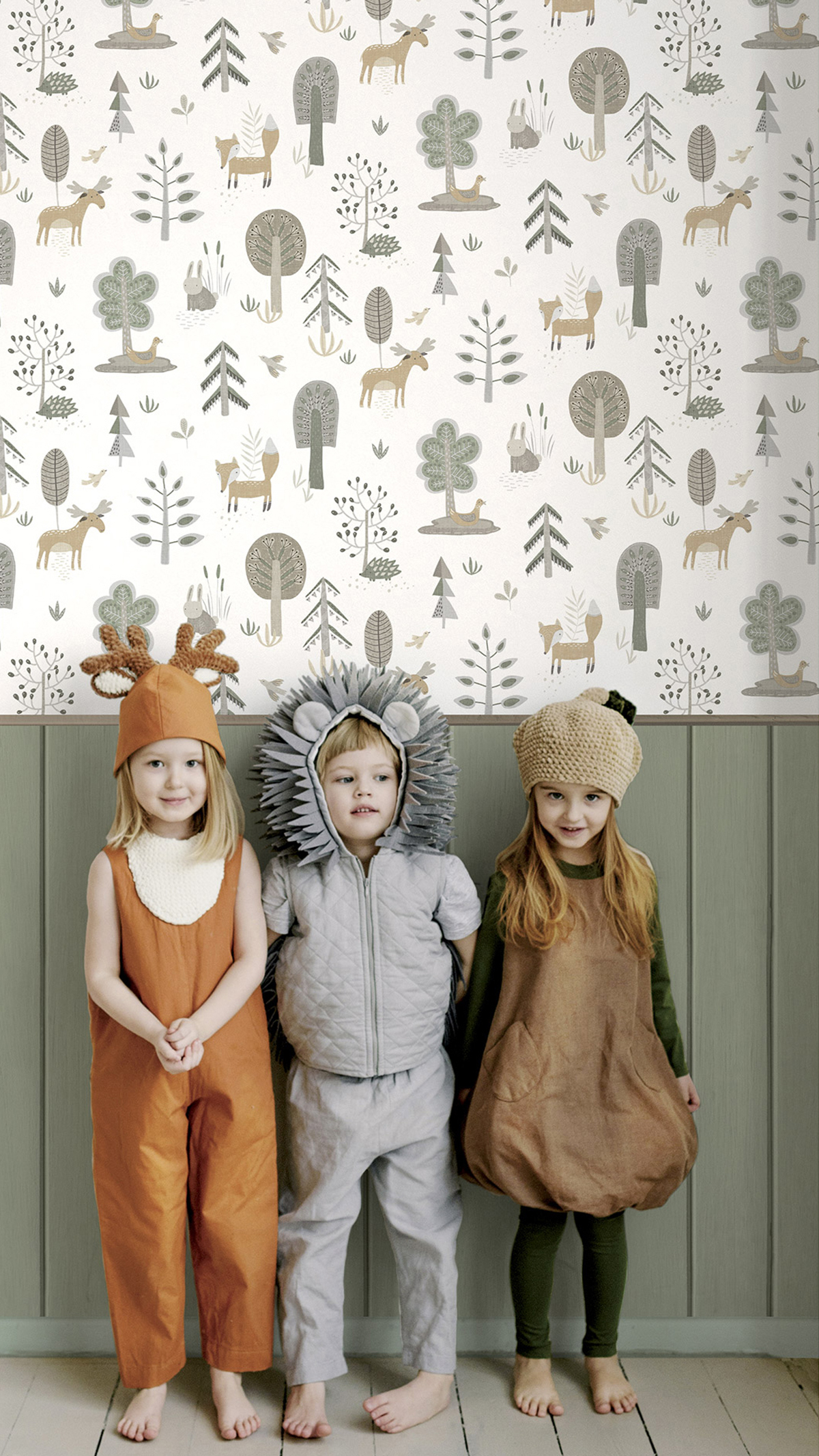 Papier peint Lambris Bois Épicéa vert lichen - Babyland 2 de Lutèce | Réf. LTC-14875