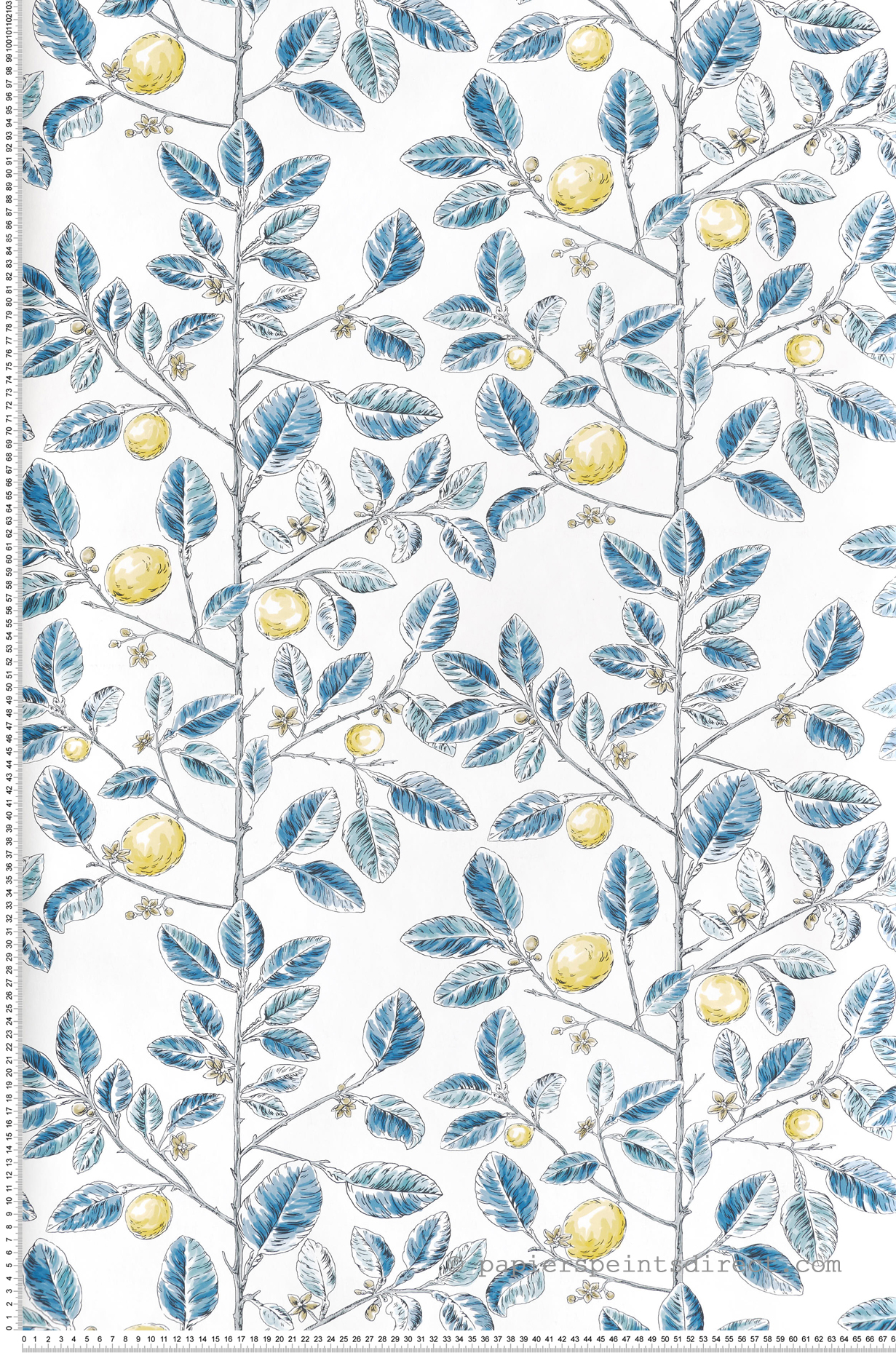 Papier peint Citron Graphique Limoncello bleu jaune - Toiles de York (Initiales) | Réf. INI-RT7913