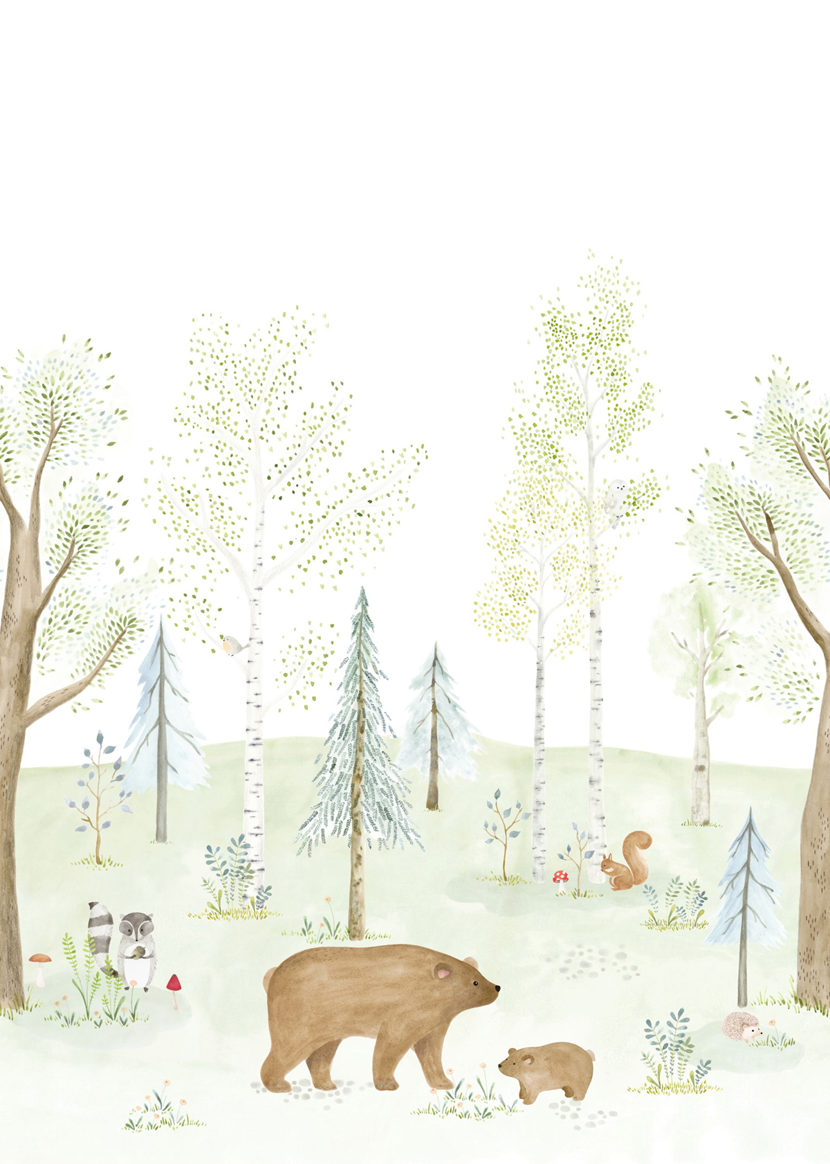 Papier peint panoramique Forêt Enchantée Ours M 200x280 - Once Upon A Time de Casadéco | Réf. OUAT88227303