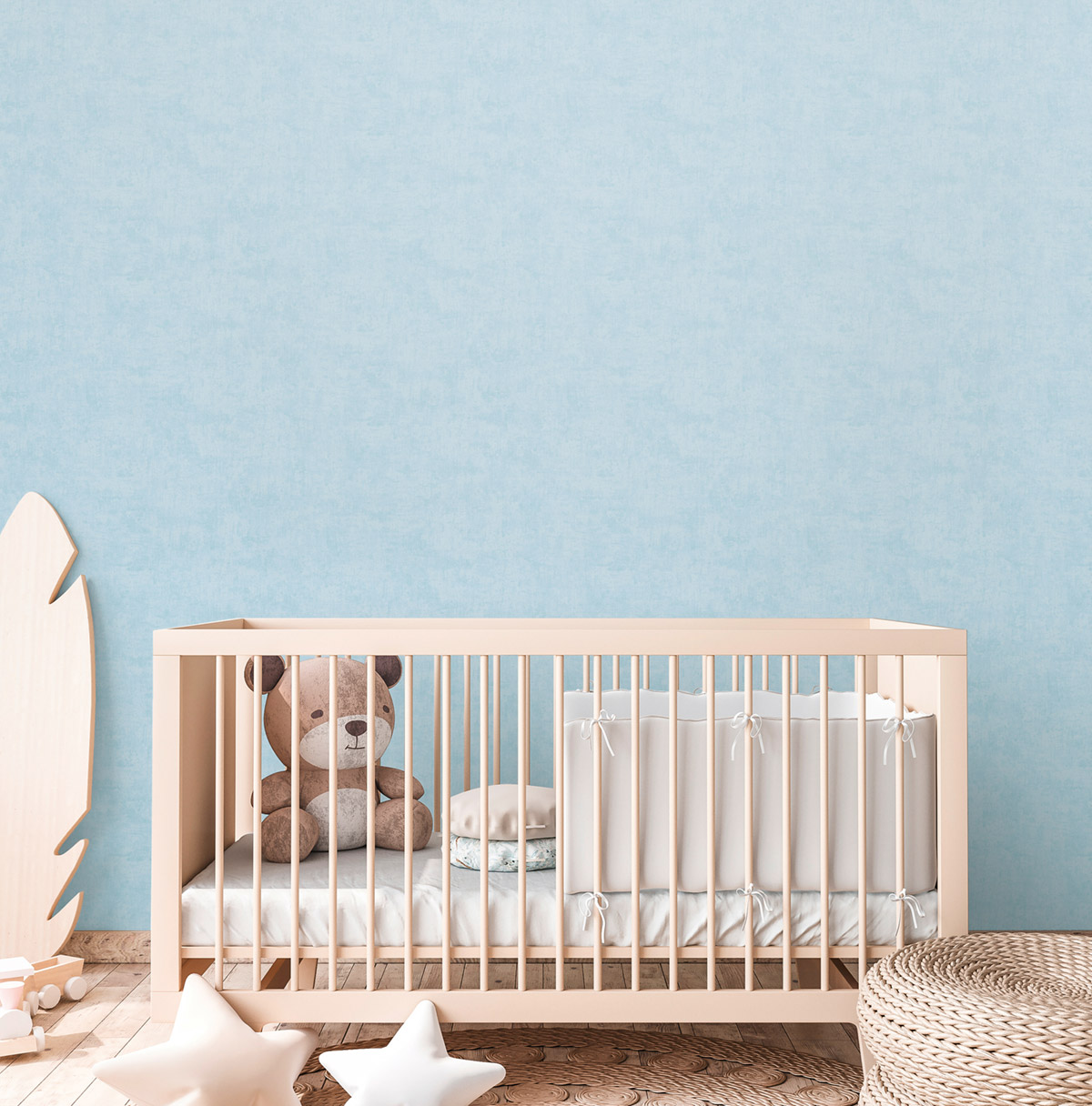 Papier peint Faux Uni Patine bleu dragée - Lilly & Luis d'A.S. Création AMB2 | Réf. AS-771789