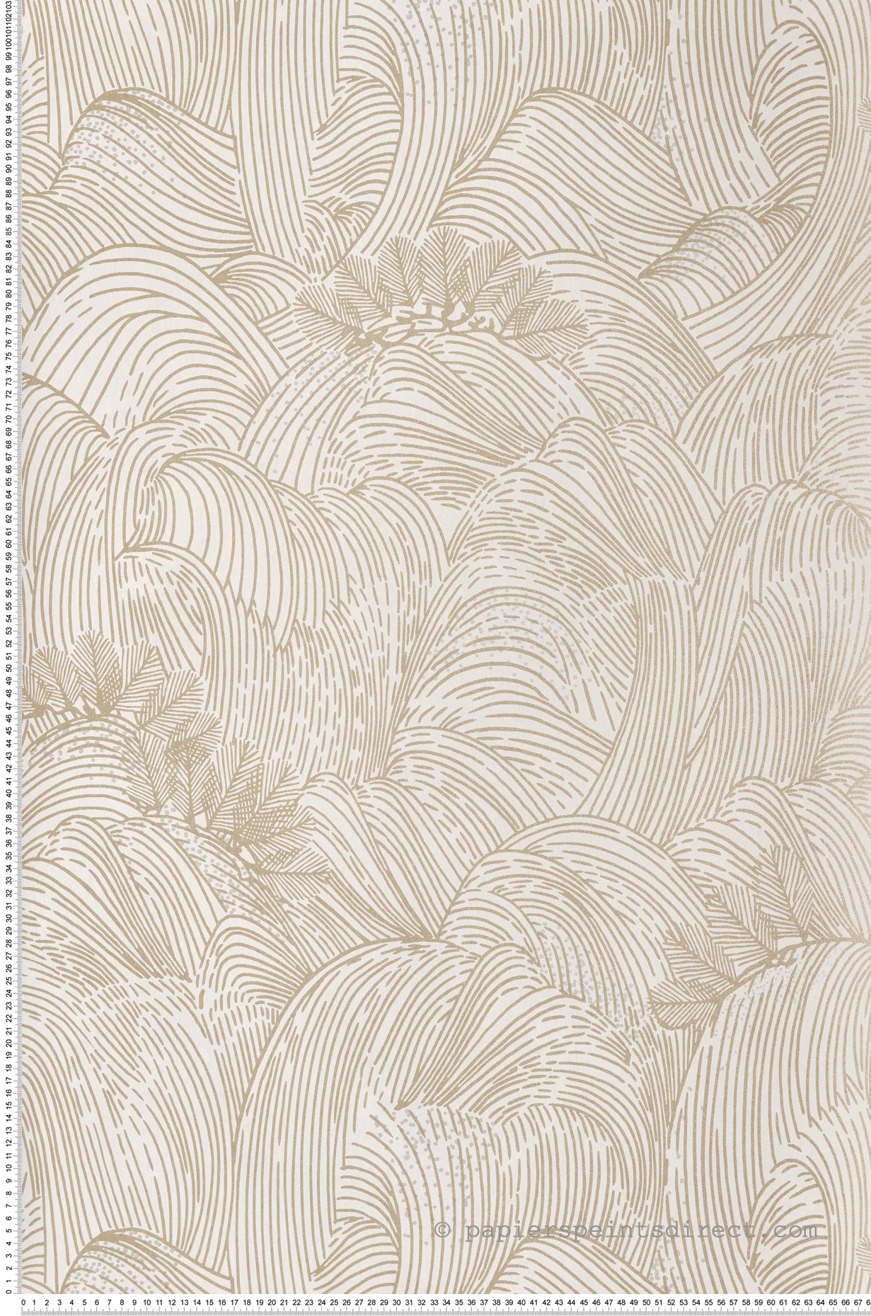 Papier peint Vague Graphique Marée Haute blanc crème doré - L'Ile aux Oiseaux de Casamance | Réf. CAS-75901936