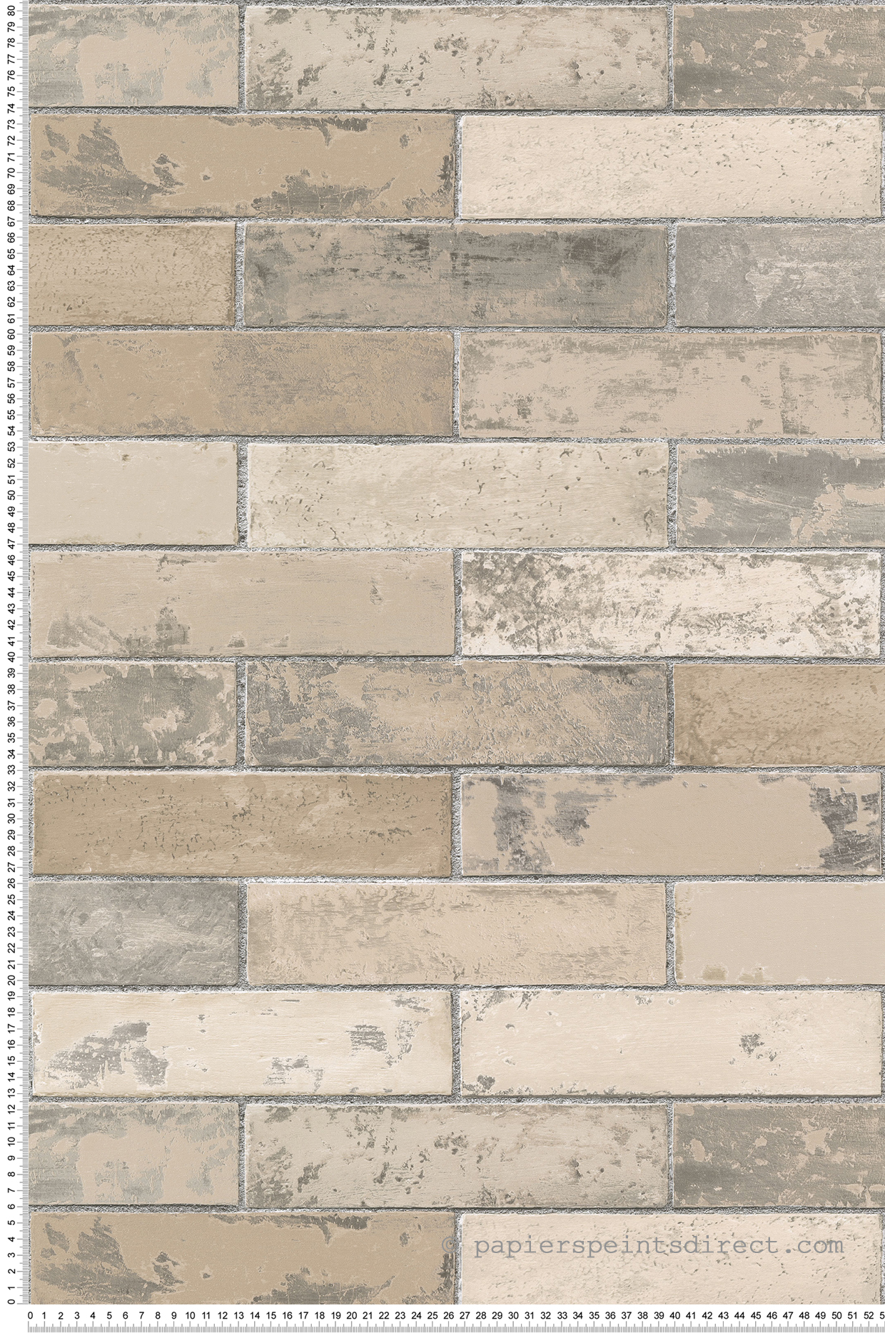 Papier peint Briques larges grège foncé - Style Cuisine 3 de Lutèce | Réf. LTC-KV27423