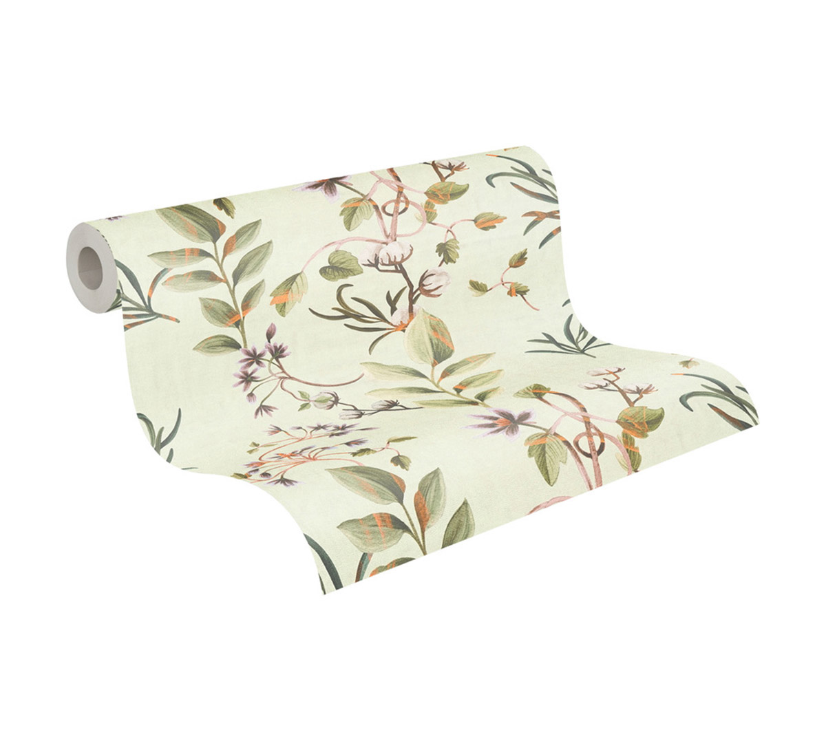 Papier peint Fleur Coton vert amande - Anna D'Andrea d'A.S. Création AMB5| Réf. AS-782121