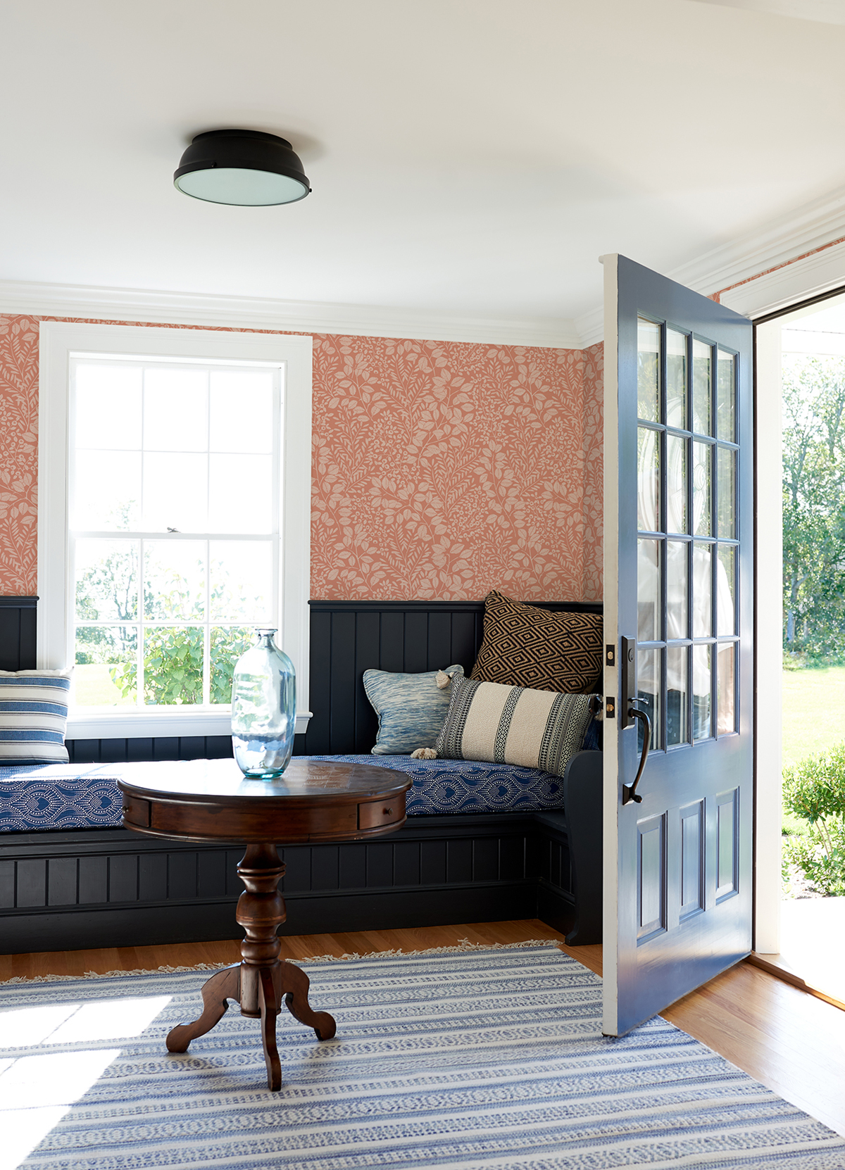 Papier peint Empreinte Végétale Elin rose corail - Delicatesse de Lutèce AMB2 | Réf. LTC-FD26516