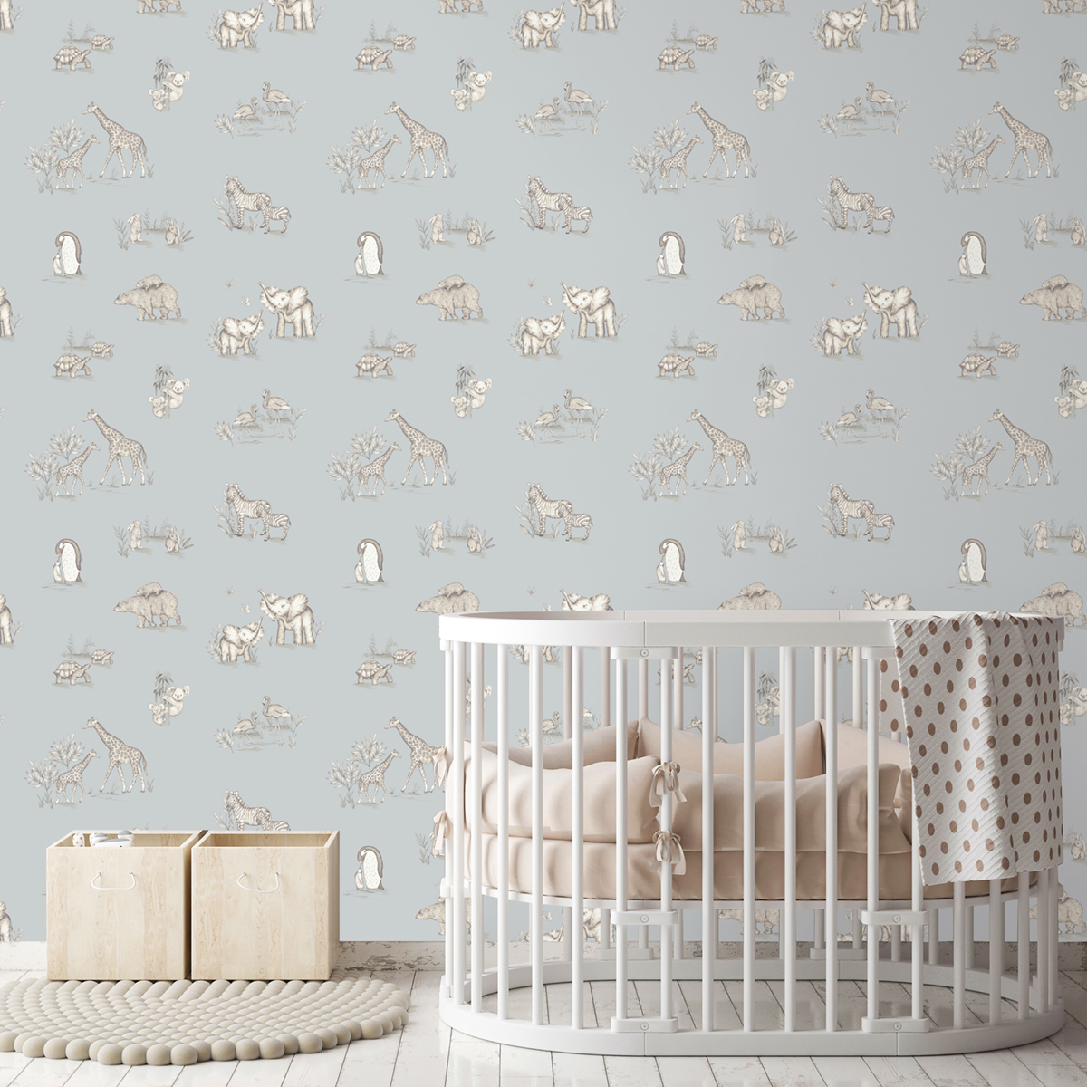 Papier peint Animaux Éléphant Safari bleu - Imagine de Lutèce AMB2 | Réf. LTC-DL27551
