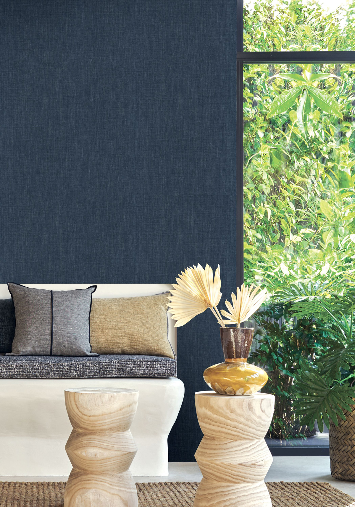 Papier peint Lin Shinok bleu nuit - Le Lin 3 de Casamance AMB2 | Réf. CAS-F73817018