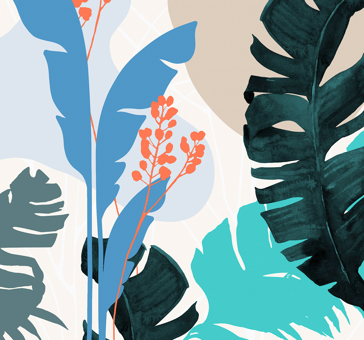 Papier peint panoramique Tropical Shapes - Papier Peint Komar INK