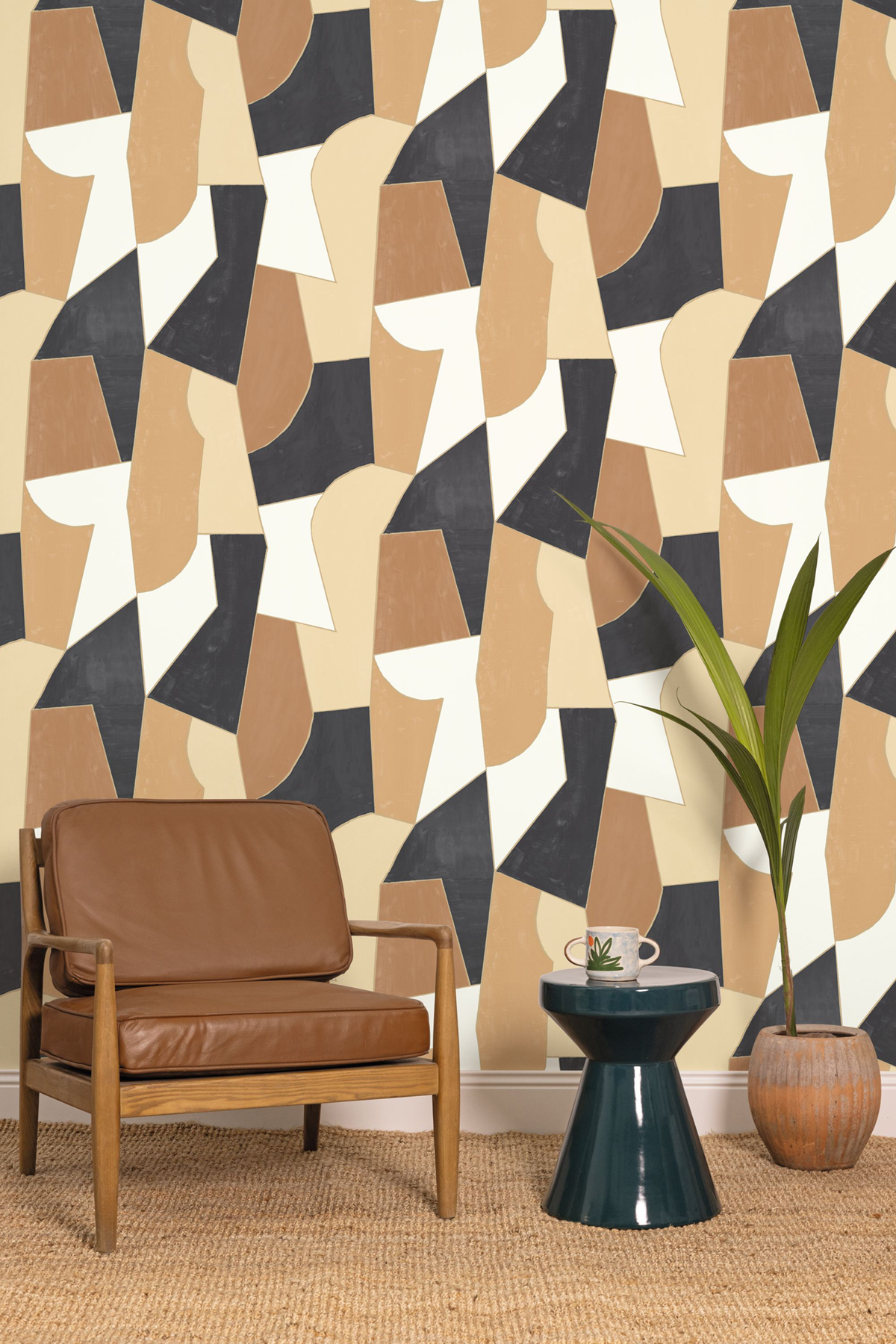 Papier peint Graphique Etoffe beige noir doré - XXL de Casélio | Réf. XXL104511090