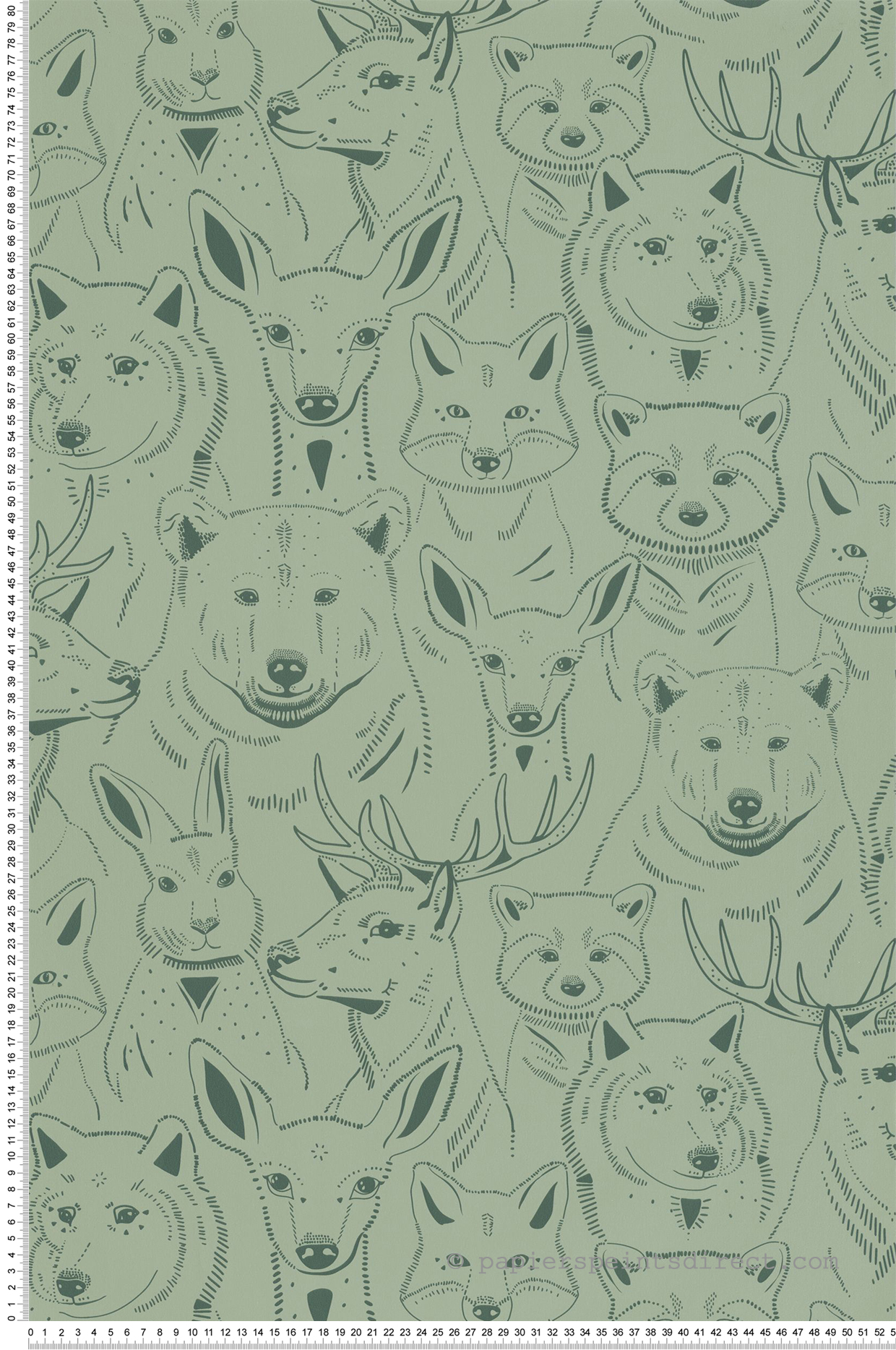 Papier peint Têtes Animaux vert - Autour du Monde de Casélio | Réf. ADM103527270