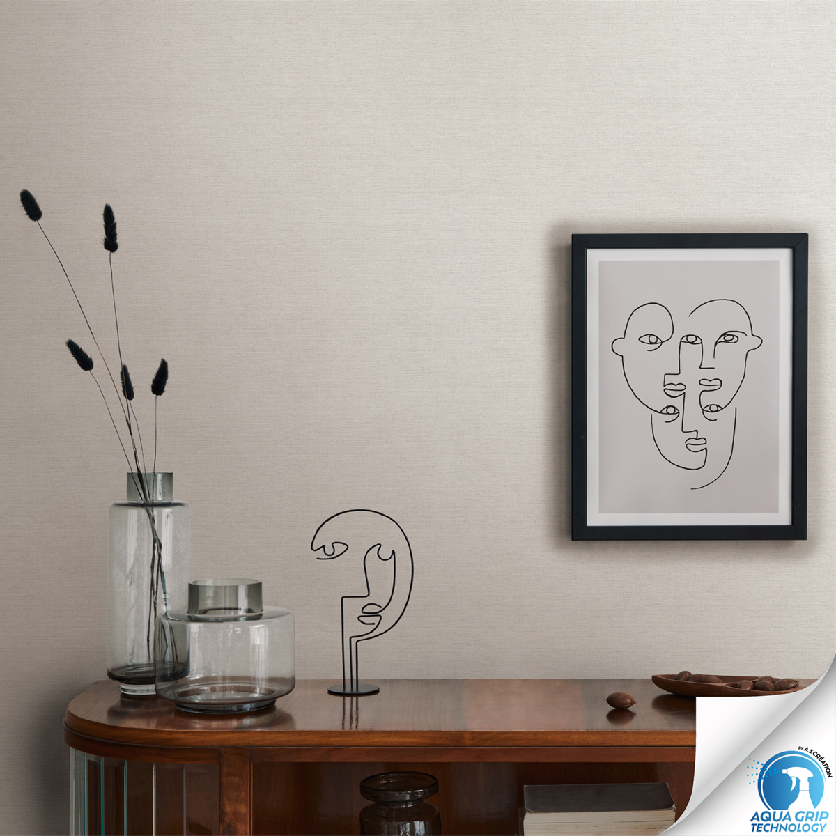 Papier peint préencollé Uni Around grège clair - Designdrop d'A.S. Création AMB1 | Réf. AS-785755