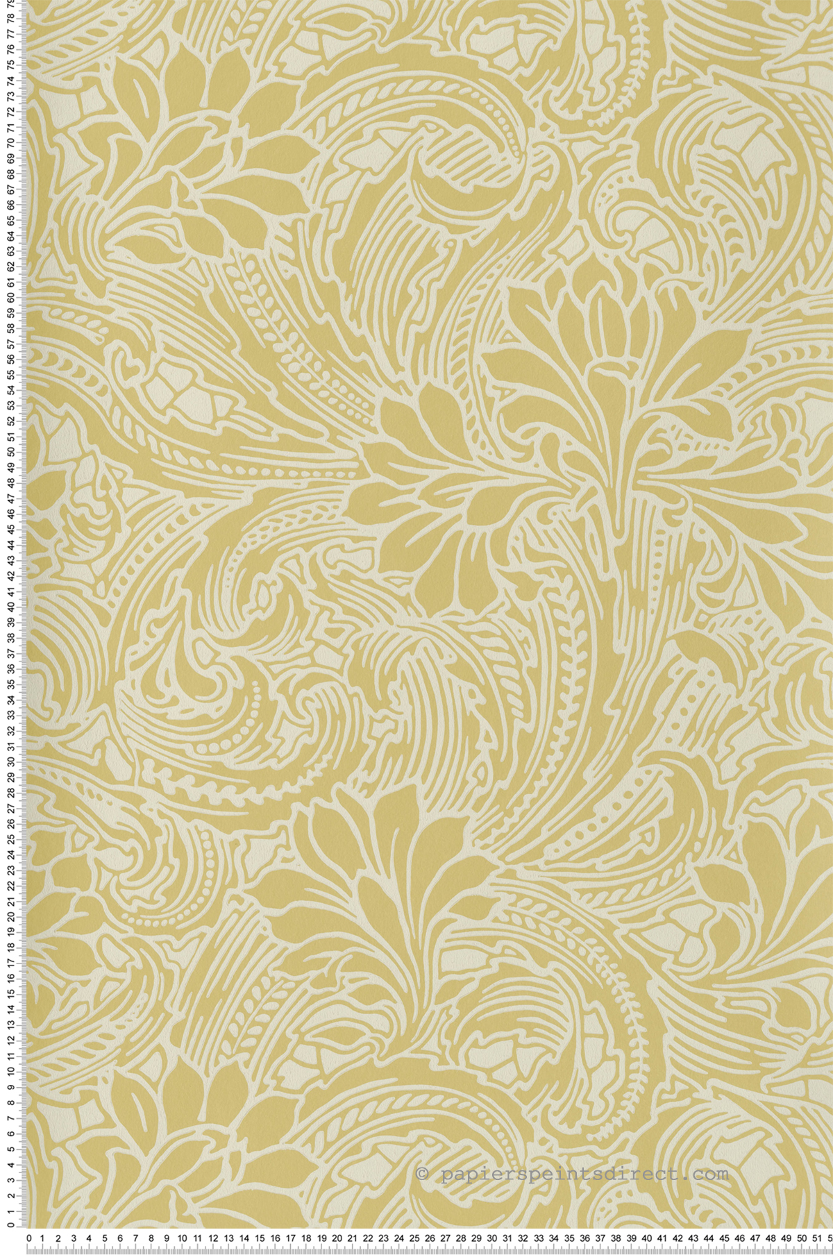 Papier peint Fleur Baroque Eden jaune doux - V&A Decorative Papers d'Initiales | Réf. INI-31117302