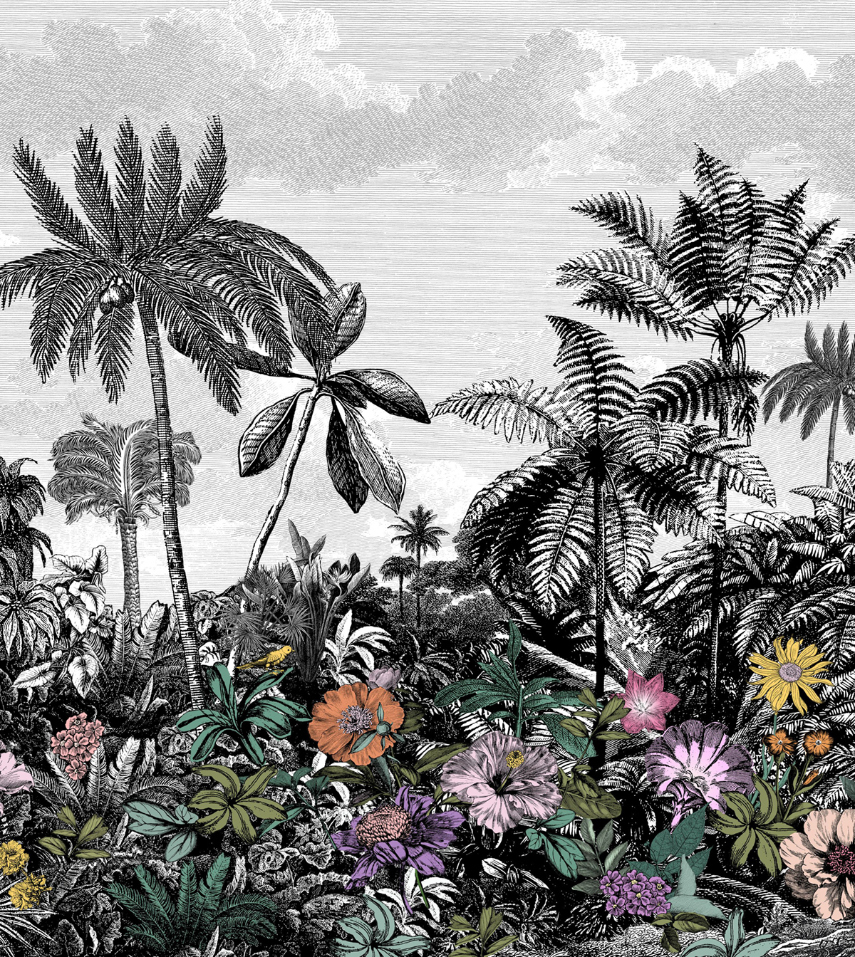 Papier peint panoramique Paysage Corner Of Paradise noir M 250X280 - Pimp My Wall de Casélio | Réf. PMW105199901