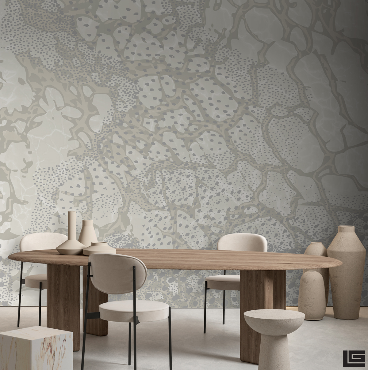 Papier peint panoramique Imprimé Reptile grège - Guy Laroche de Lutèce | Réf. LTC-51247106