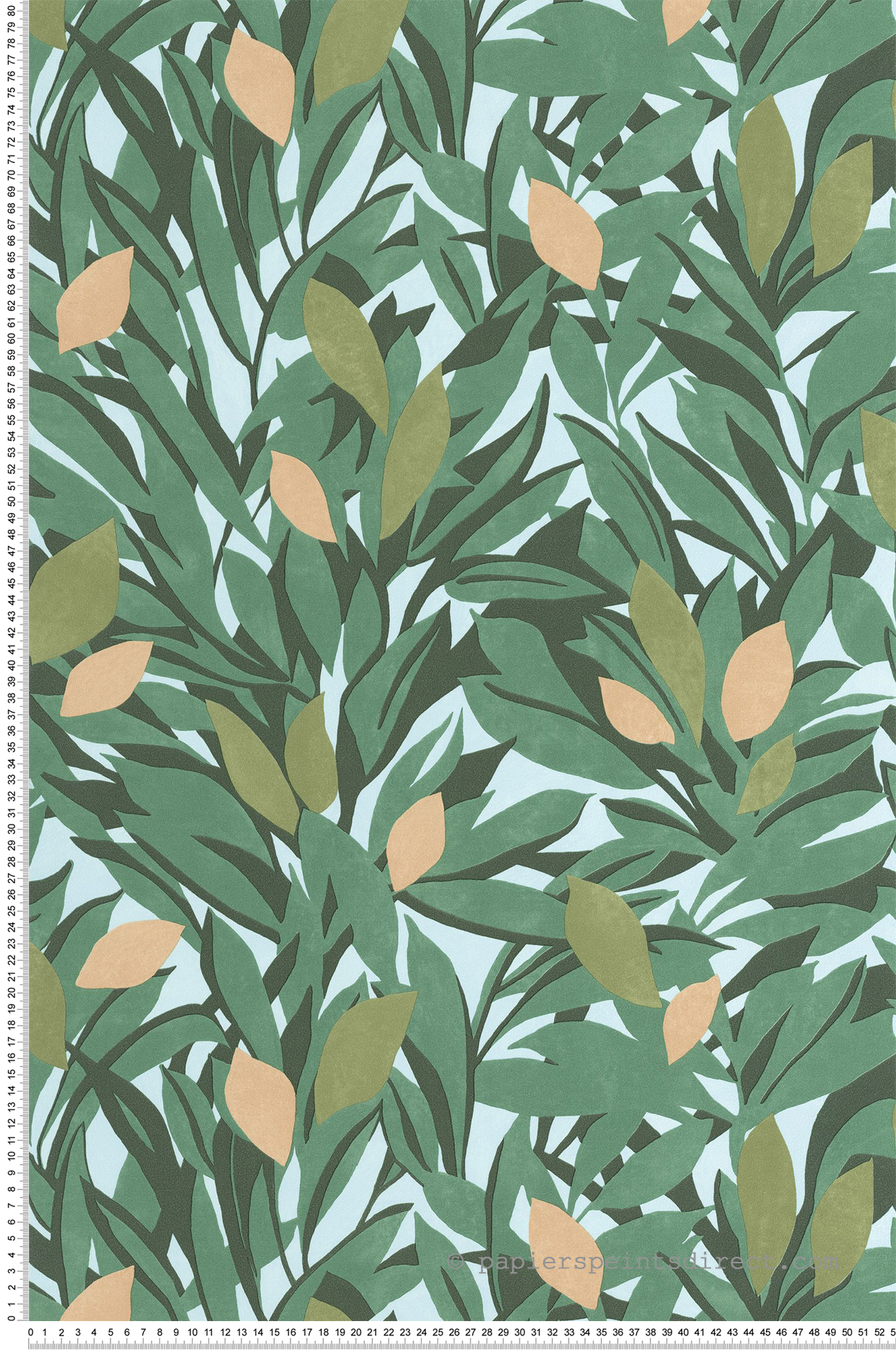 Papier peint Feuillage Citronnier Cassis vert sapin beige - Azur de Casélio | Réf. AZU105457331